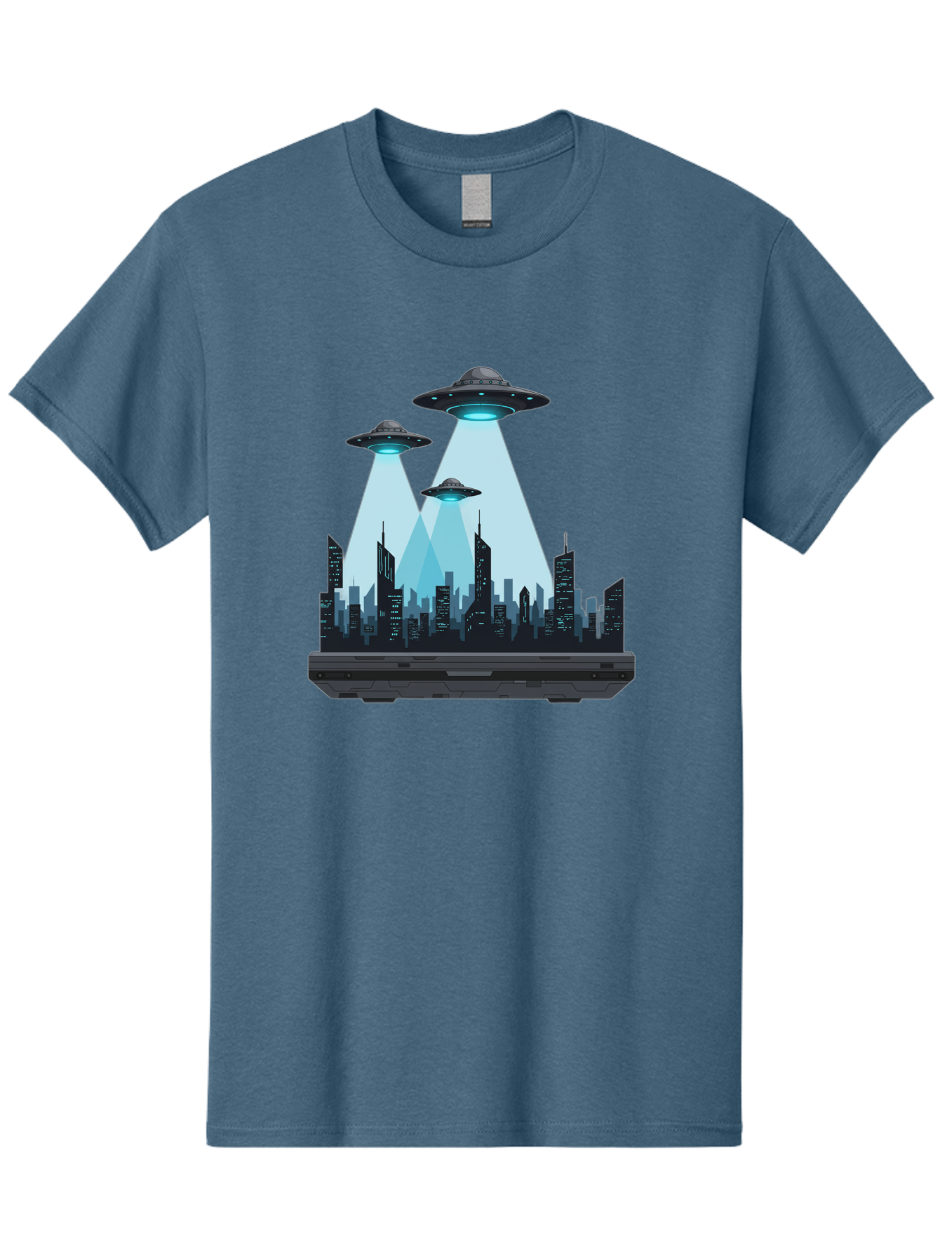 Ufo-Invasion-1 Men'S Graphic Tee, 100% Cotton, Comfortable Casual Summer Wear, Machine Washable, Ufos Over City, Alien Invasion, Science Fiction, Futuristic Cityscape, Extraterrestrial Visitation, Urban Landscape, Mysterious Lights, Bac533