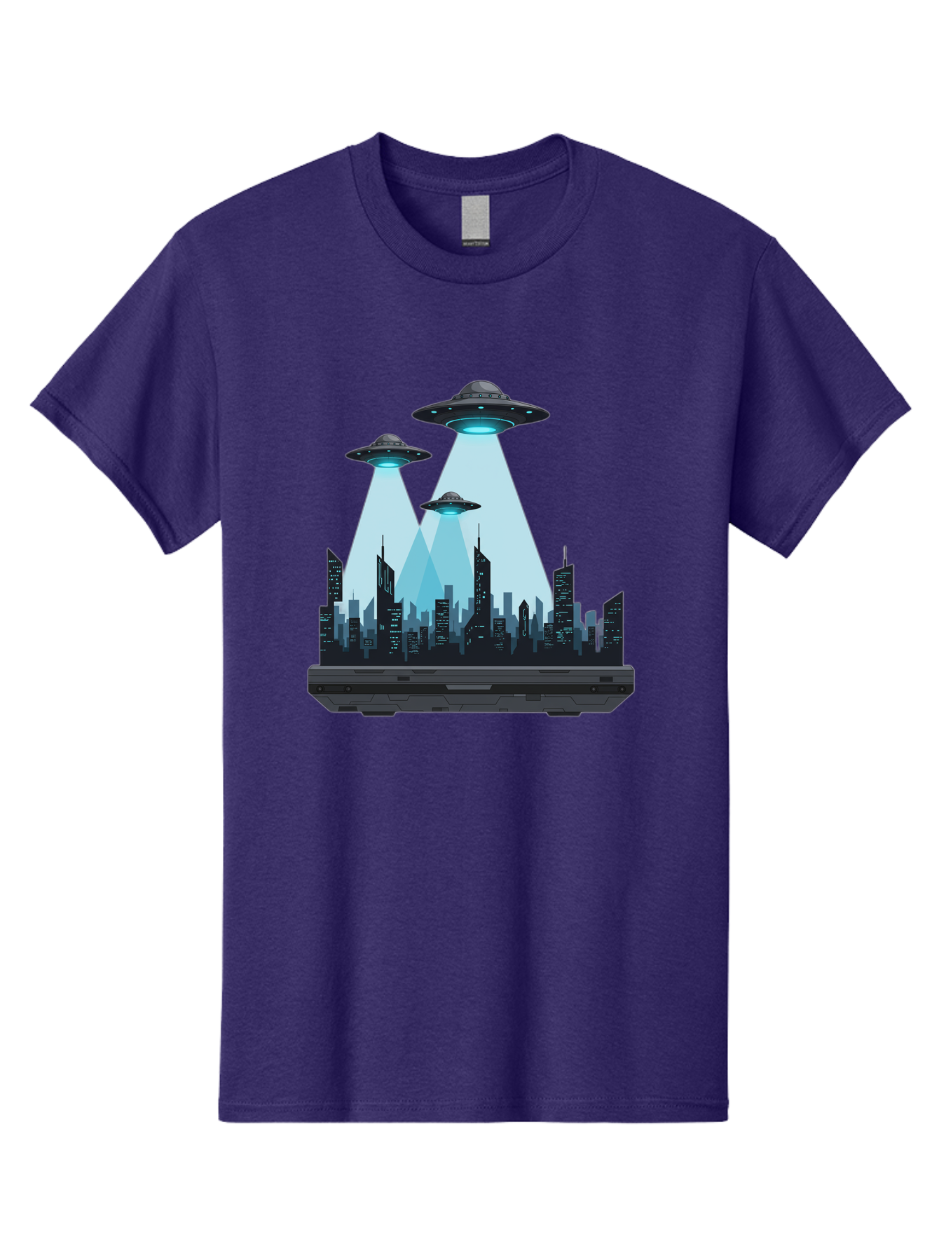 Ufo-Invasion-1 Men'S Graphic Tee, 100% Cotton, Comfortable Casual Summer Wear, Machine Washable, Ufos Over City, Alien Invasion, Science Fiction, Futuristic Cityscape, Extraterrestrial Visitation, Urban Landscape, Mysterious Lights, Bac533