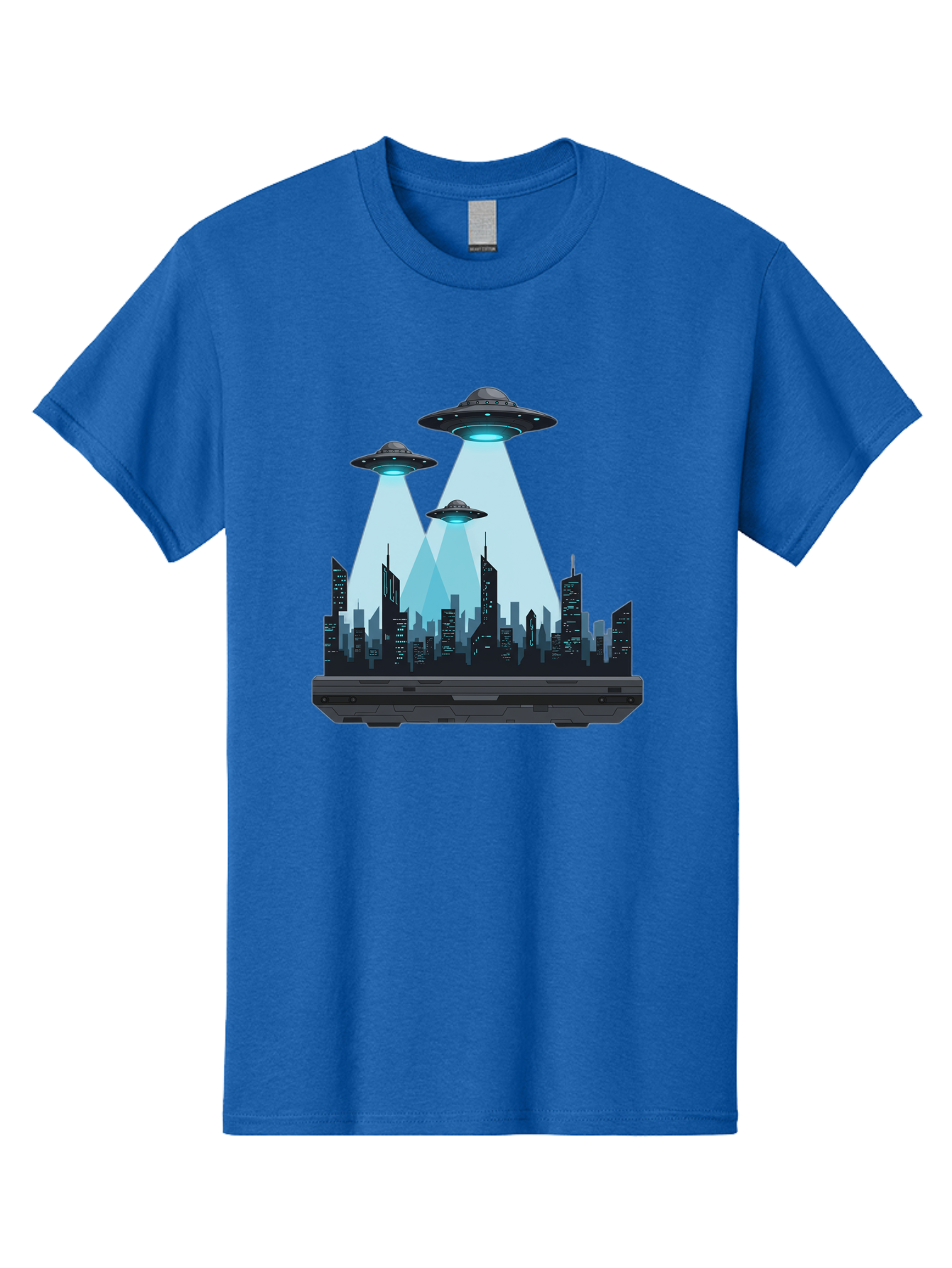 Ufo-Invasion-1 Men'S Graphic Tee, 100% Cotton, Comfortable Casual Summer Wear, Machine Washable, Ufos Over City, Alien Invasion, Science Fiction, Futuristic Cityscape, Extraterrestrial Visitation, Urban Landscape, Mysterious Lights, Bac533