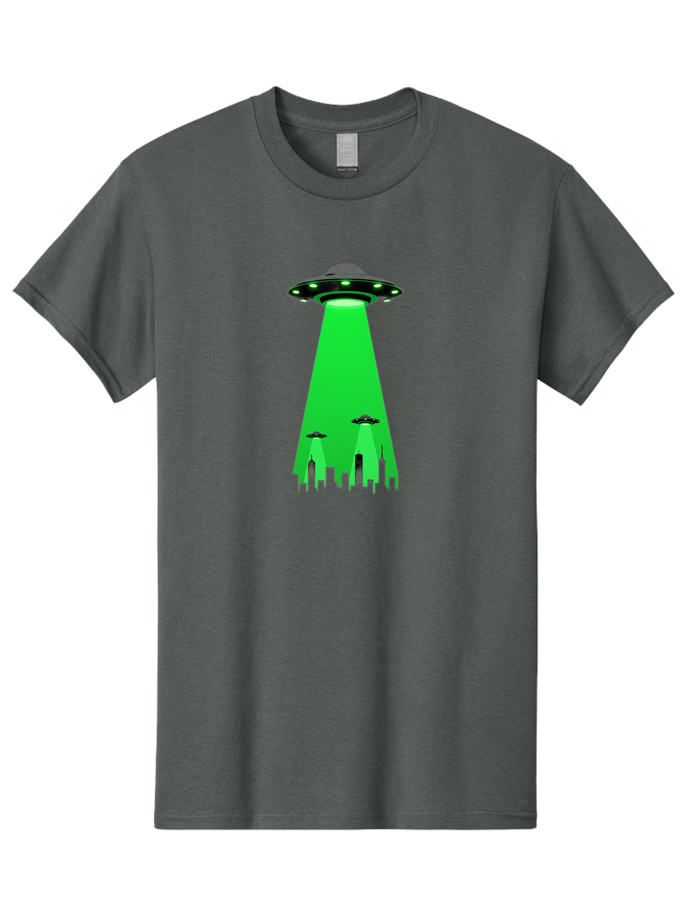 Ufo-Invasion Men'S Graphic Tee, 100% Cotton, Comfortable Casual Summer Wear, Machine Washable, Ufo, Unidentified Flying Object, Alien Spacecraft, Cityscape, Skyscrapers, Mysterious Lights, Extraterrestrial Life, Science Fiction, Bac534