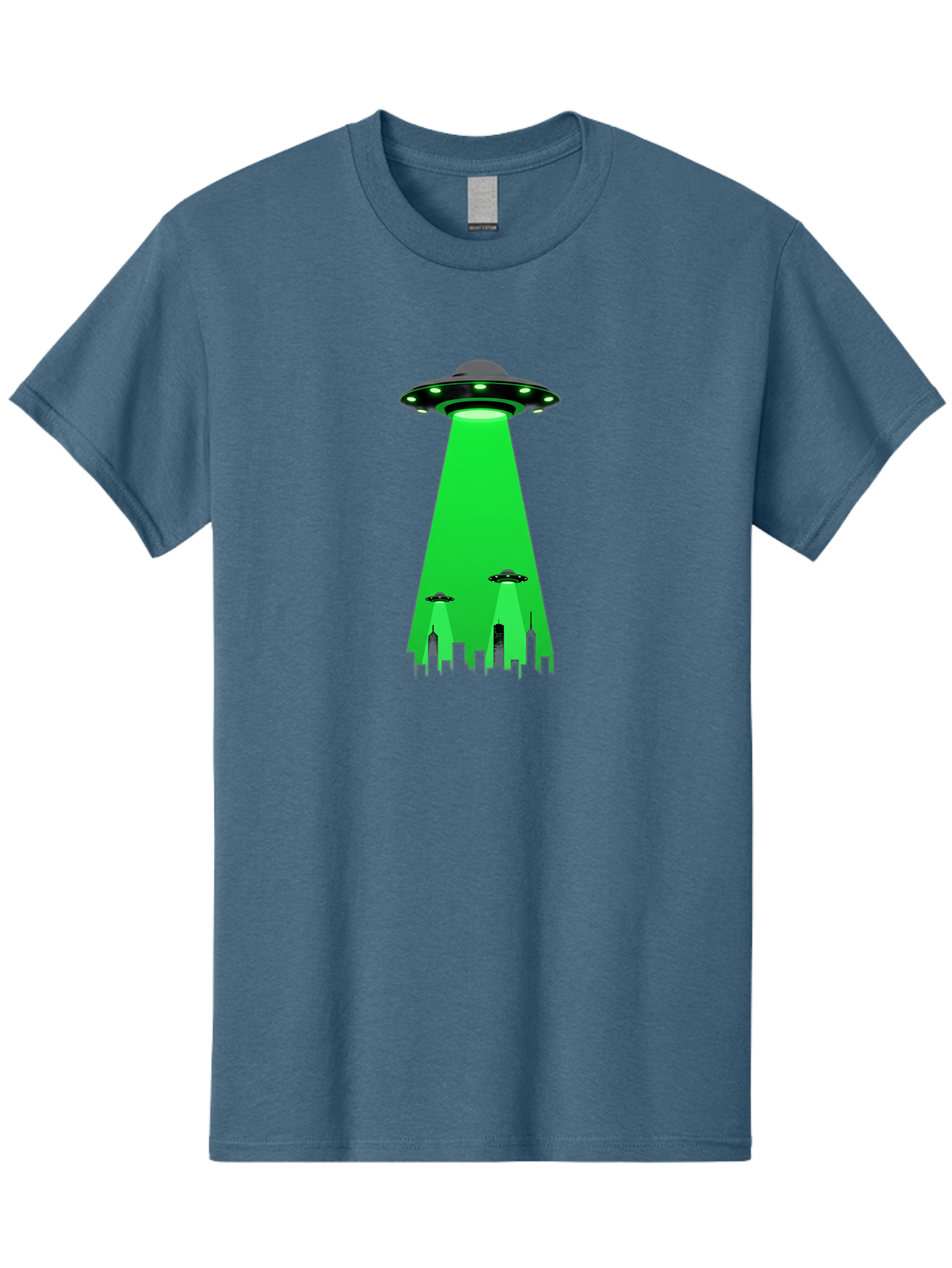Ufo-Invasion Men'S Graphic Tee, 100% Cotton, Comfortable Casual Summer Wear, Machine Washable, Ufo, Unidentified Flying Object, Alien Spacecraft, Cityscape, Skyscrapers, Mysterious Lights, Extraterrestrial Life, Science Fiction, Bac534
