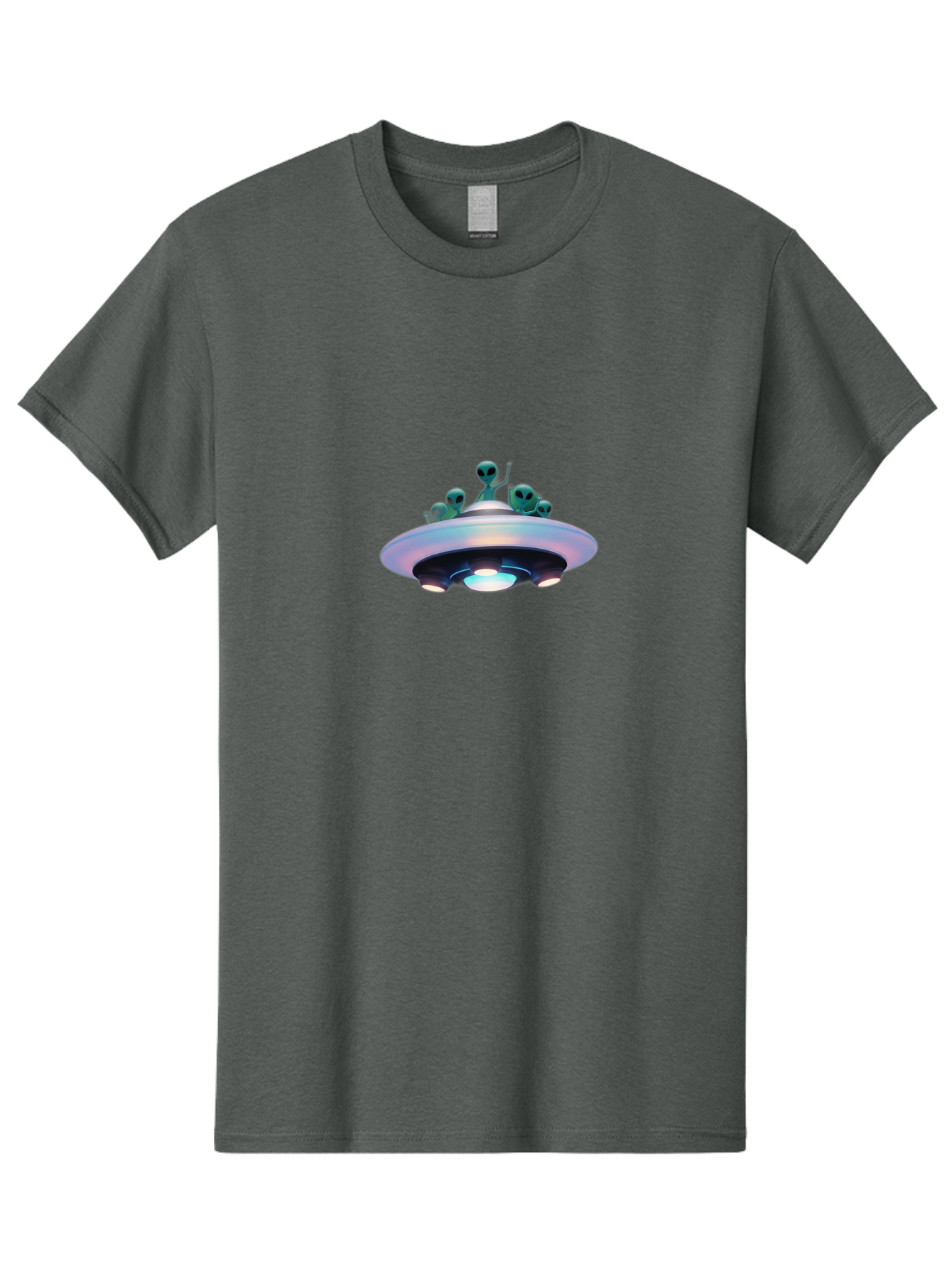 Ufo-With-Aliens-1 Men'S Graphic Tee, 100% Cotton, Comfortable Casual Summer Wear, Machine Washable, Ufo, Aliens, Extraterrestrial, Flying Saucer, Space Invasion, Alien Abduction, Sci-Fi, Futuristic, Otherworldly, Spaceship, Paranormal Activity Bac535
