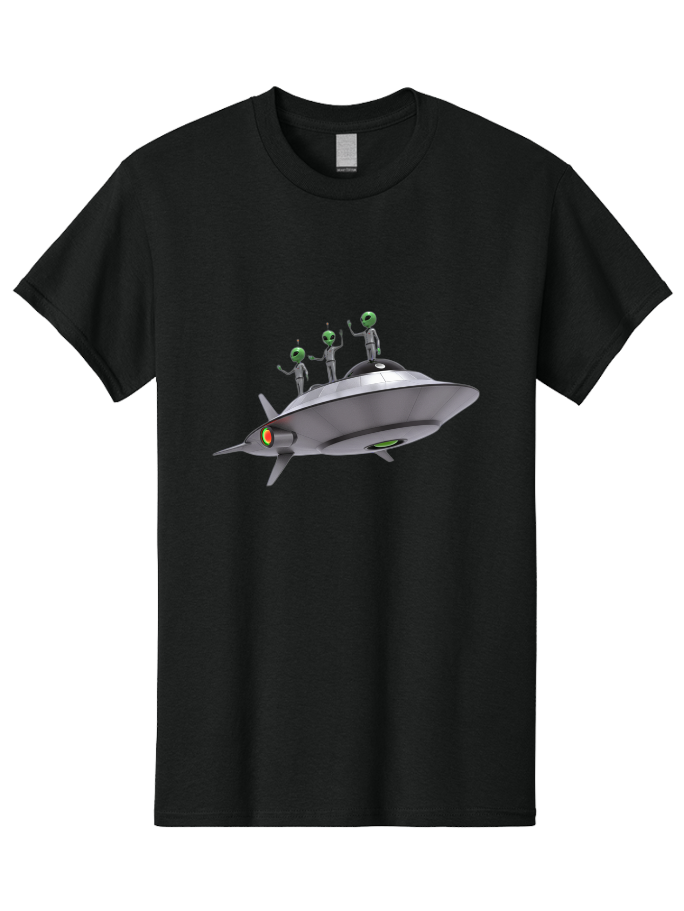 Ufo-With-Aliens Men'S Graphic Tee, 100% Cotton, Comfortable Casual Summer Wear, Machine Washable, Silver Ufo, Gray Aliens, Extraterrestrial Life, Science Fiction, Space Travel, Futuristic Design, Otherworldly Scene, Alien Technology, Bac536
