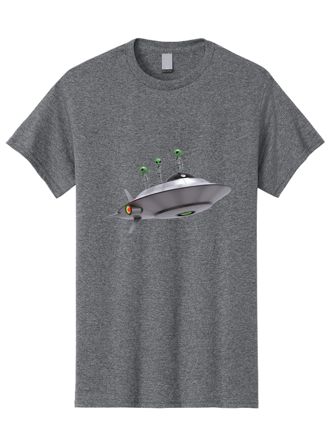 Ufo-With-Aliens Men'S Graphic Tee, 100% Cotton, Comfortable Casual Summer Wear, Machine Washable, Silver Ufo, Gray Aliens, Extraterrestrial Life, Science Fiction, Space Travel, Futuristic Design, Otherworldly Scene, Alien Technology, Bac536