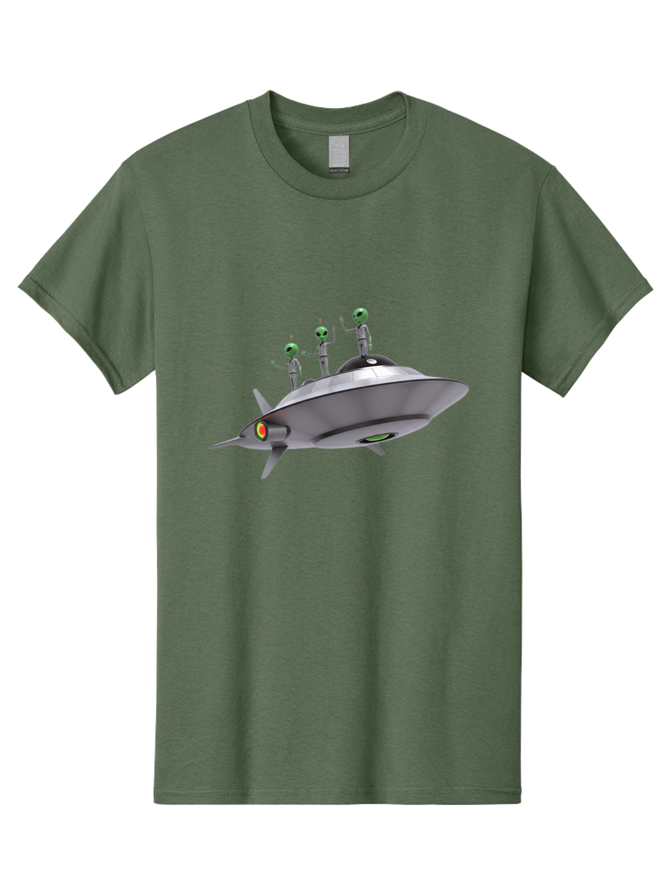 Ufo-With-Aliens Men'S Graphic Tee, 100% Cotton, Comfortable Casual Summer Wear, Machine Washable, Silver Ufo, Gray Aliens, Extraterrestrial Life, Science Fiction, Space Travel, Futuristic Design, Otherworldly Scene, Alien Technology, Bac536