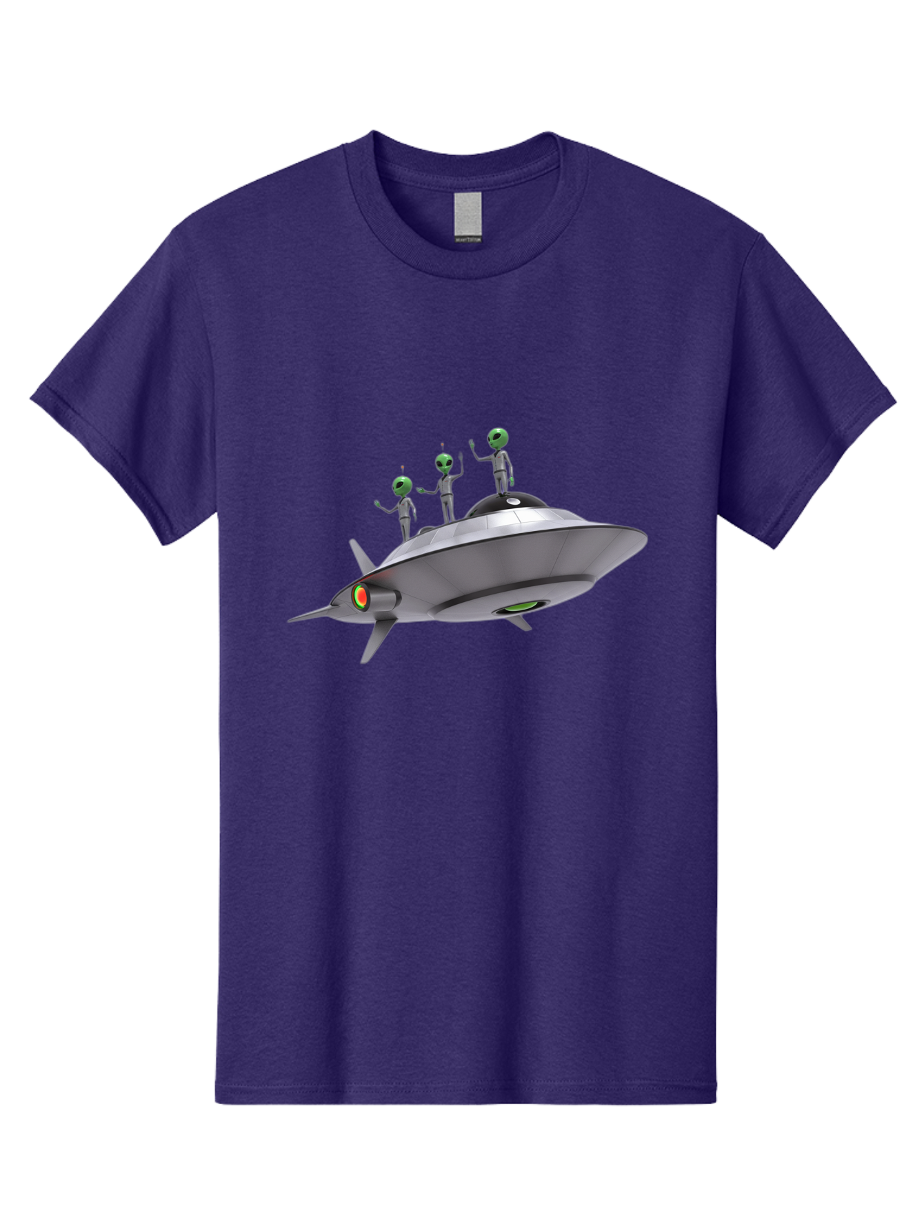 Ufo-With-Aliens Men'S Graphic Tee, 100% Cotton, Comfortable Casual Summer Wear, Machine Washable, Silver Ufo, Gray Aliens, Extraterrestrial Life, Science Fiction, Space Travel, Futuristic Design, Otherworldly Scene, Alien Technology, Bac536