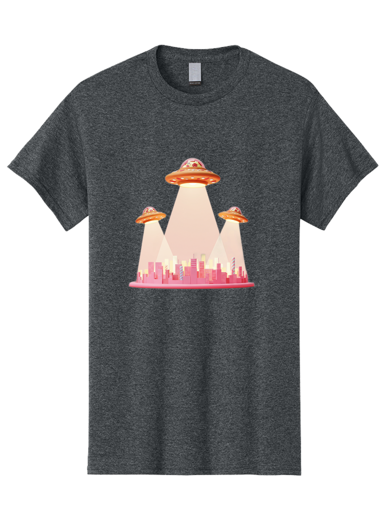 Ufos-1 Men'S Graphic Tee, 100% Cotton, Comfortable Casual Summer Wear, Machine Washable, Ufos Hovering Over City, Alien Invasion, Science Fiction, Futuristic Landscape, Urban Scenery, Extraterrestrial Life, Flying Saucers, Cityscape, Bac538