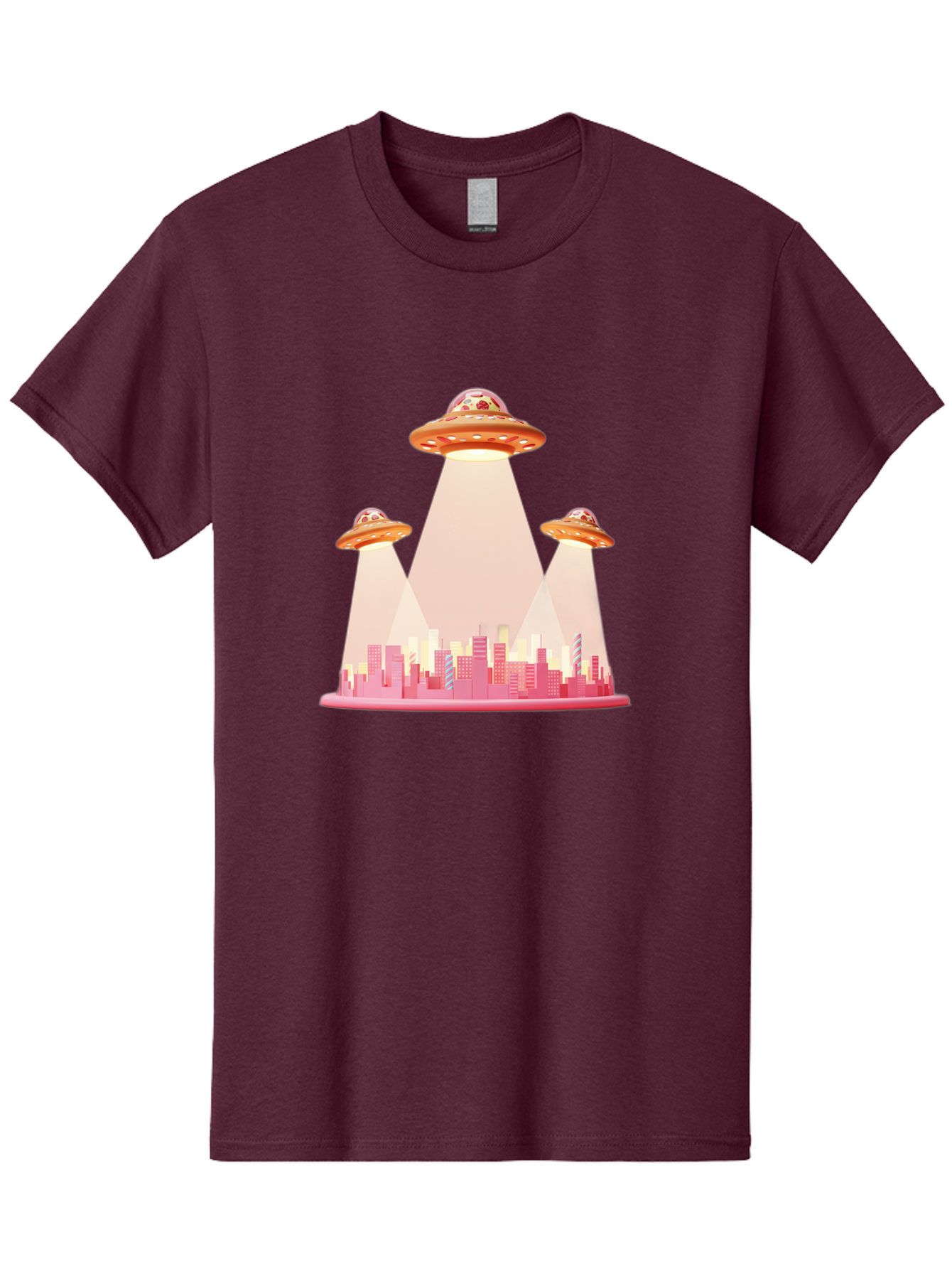 Ufos-1 Men'S Graphic Tee, 100% Cotton, Comfortable Casual Summer Wear, Machine Washable, Ufos Hovering Over City, Alien Invasion, Science Fiction, Futuristic Landscape, Urban Scenery, Extraterrestrial Life, Flying Saucers, Cityscape, Bac538