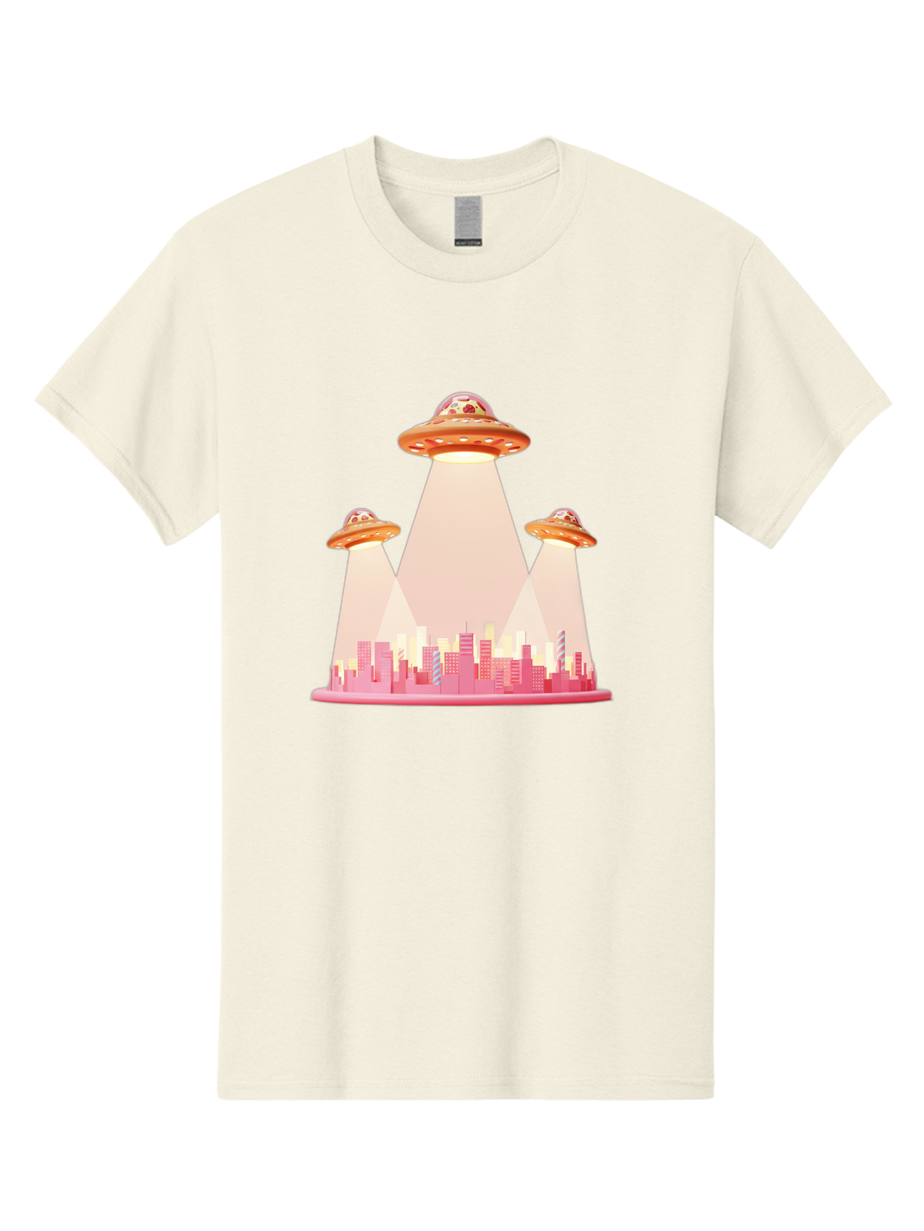 Ufos-1 Men'S Graphic Tee, 100% Cotton, Comfortable Casual Summer Wear, Machine Washable, Ufos Hovering Over City, Alien Invasion, Science Fiction, Futuristic Landscape, Urban Scenery, Extraterrestrial Life, Flying Saucers, Cityscape, Bac538