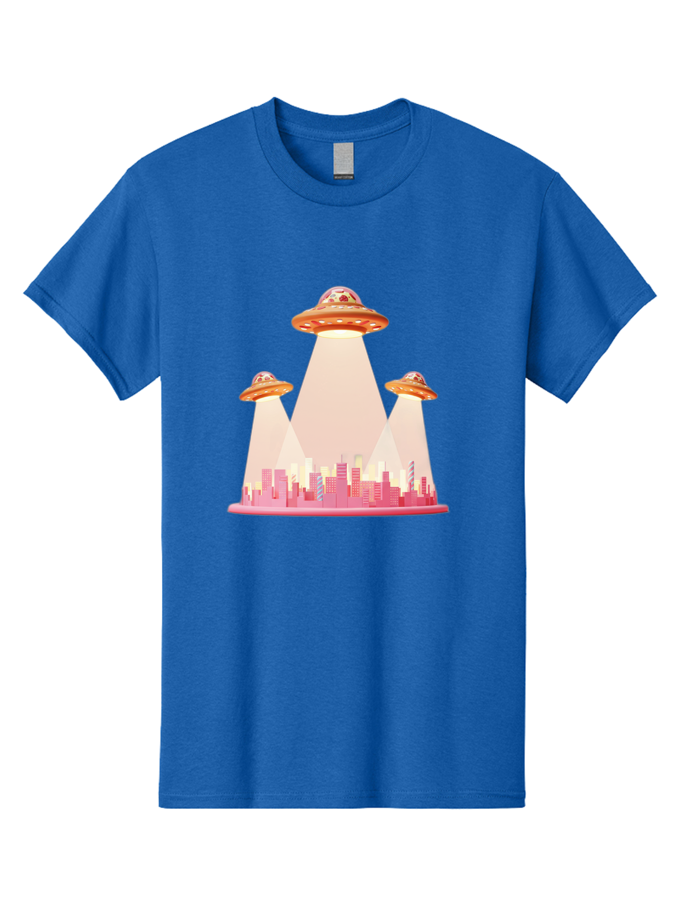 Ufos-1 Men'S Graphic Tee, 100% Cotton, Comfortable Casual Summer Wear, Machine Washable, Ufos Hovering Over City, Alien Invasion, Science Fiction, Futuristic Landscape, Urban Scenery, Extraterrestrial Life, Flying Saucers, Cityscape, Bac538