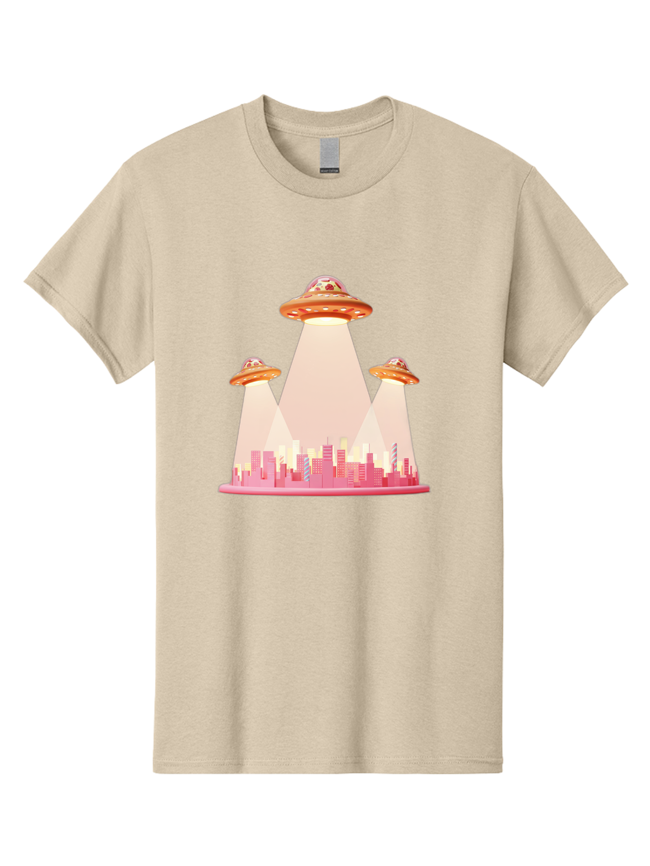 Ufos-1 Men'S Graphic Tee, 100% Cotton, Comfortable Casual Summer Wear, Machine Washable, Ufos Hovering Over City, Alien Invasion, Science Fiction, Futuristic Landscape, Urban Scenery, Extraterrestrial Life, Flying Saucers, Cityscape, Bac538