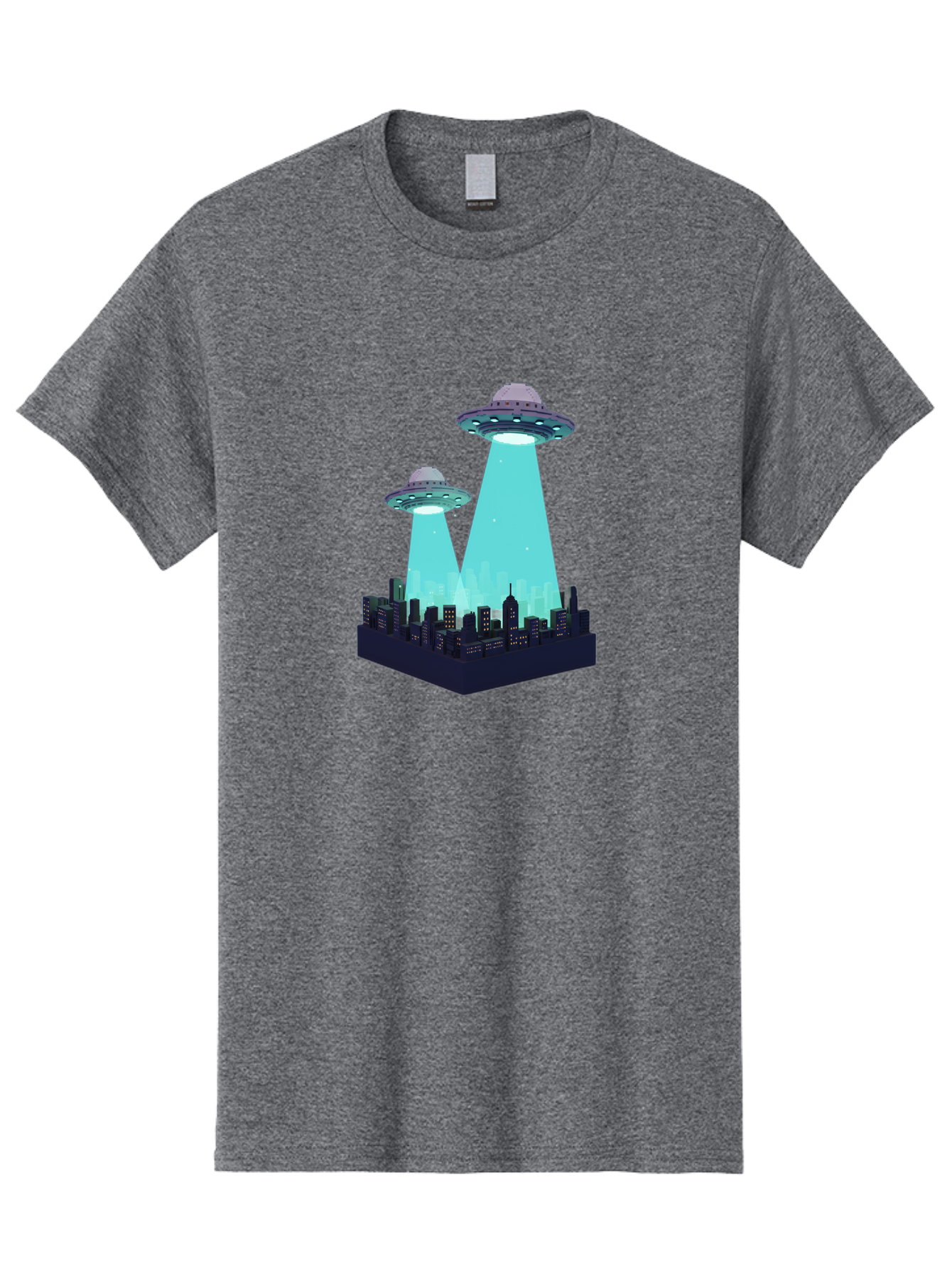 Ufos-Over-City Men'S Graphic Tee, 100% Cotton, Comfortable Casual Summer Wear, Machine Washable, Ufos Over City, Alien Invasion, Science Fiction, Futuristic, Cityscape, Mysterious Lights, Extraterrestrial Activity, Urban Landscape, Bac541