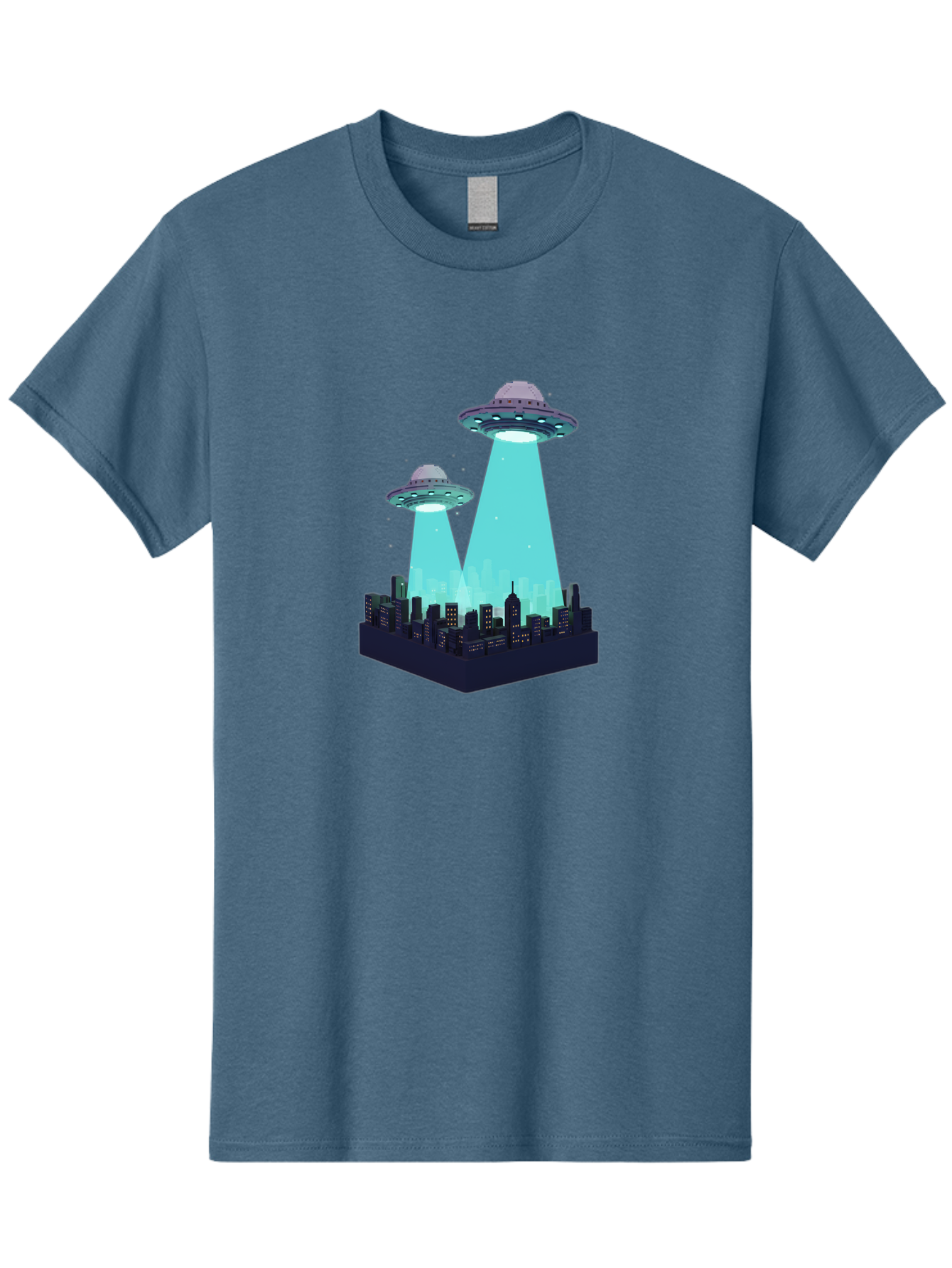 Ufos-Over-City Men'S Graphic Tee, 100% Cotton, Comfortable Casual Summer Wear, Machine Washable, Ufos Over City, Alien Invasion, Science Fiction, Futuristic, Cityscape, Mysterious Lights, Extraterrestrial Activity, Urban Landscape, Bac541