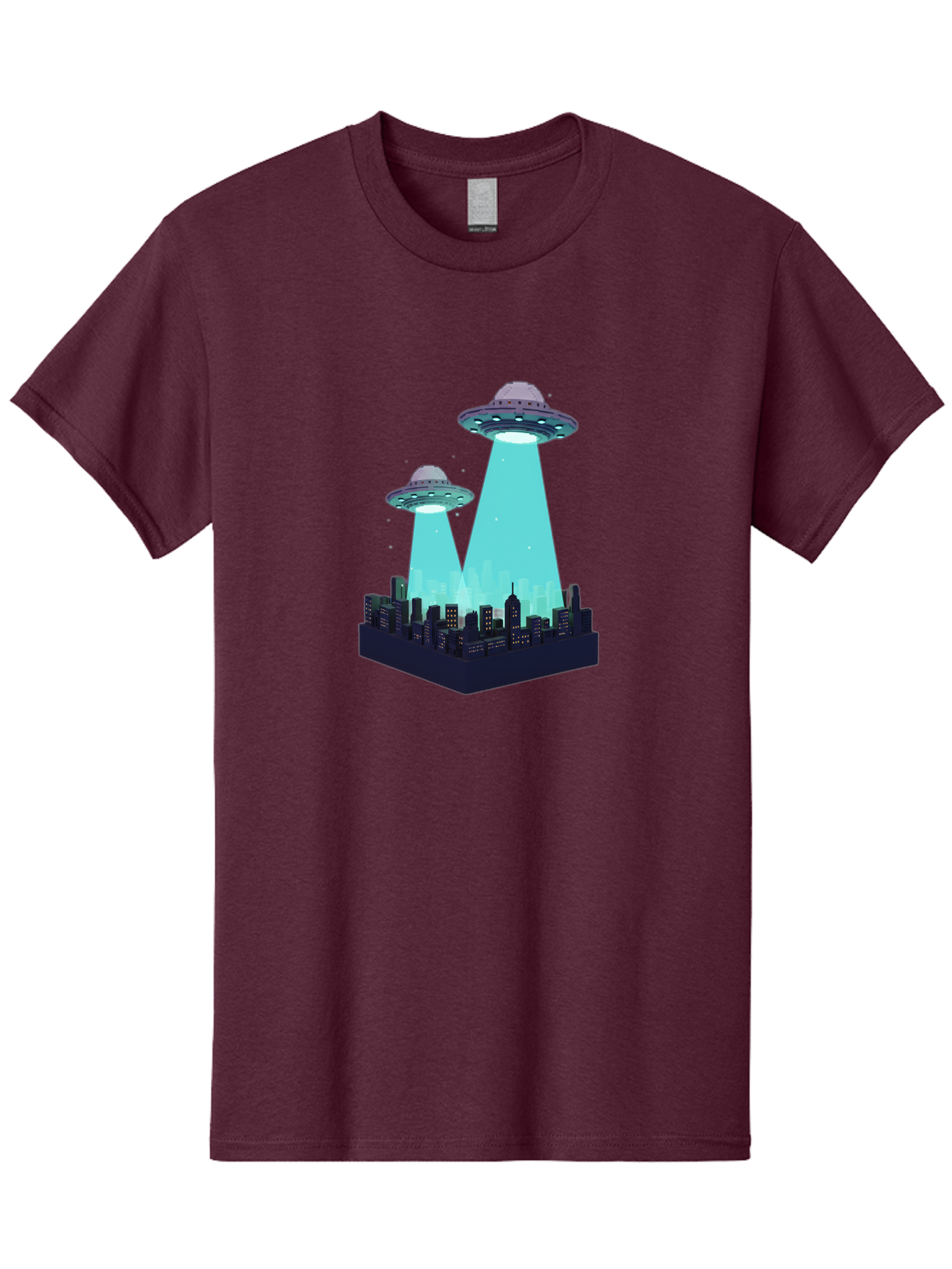 Ufos-Over-City Men'S Graphic Tee, 100% Cotton, Comfortable Casual Summer Wear, Machine Washable, Ufos Over City, Alien Invasion, Science Fiction, Futuristic, Cityscape, Mysterious Lights, Extraterrestrial Activity, Urban Landscape, Bac541