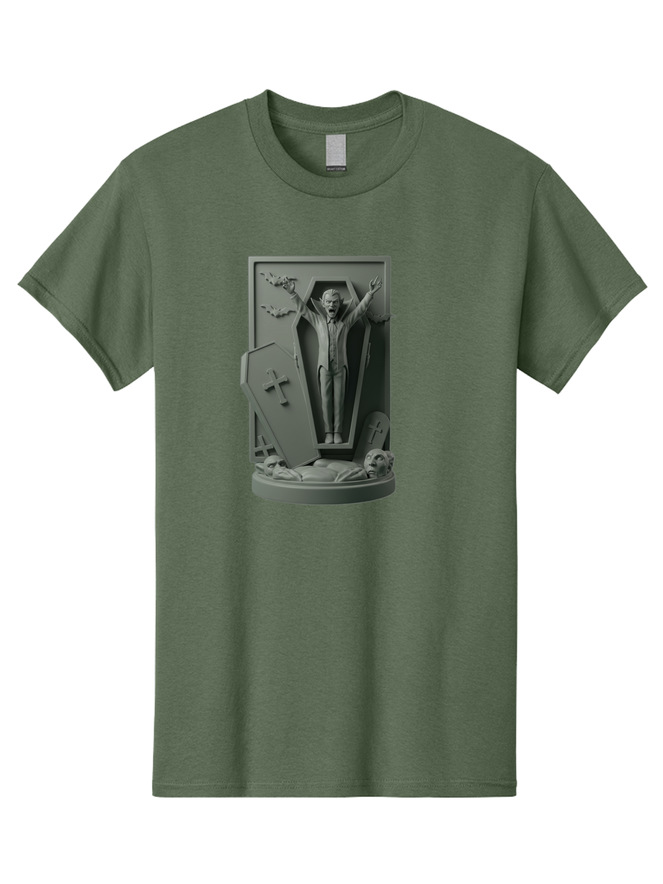 Vampire-Rising Men'S Graphic Tee, 100% Cotton, Comfortable Casual Summer Wear, Machine Washable, Vampire Rising From Coffin, Undead Creature, Horror Theme, Spooky Atmosphere, Bats Flying, Cross Symbol, Undead Rising, Gothic Style, Bac544