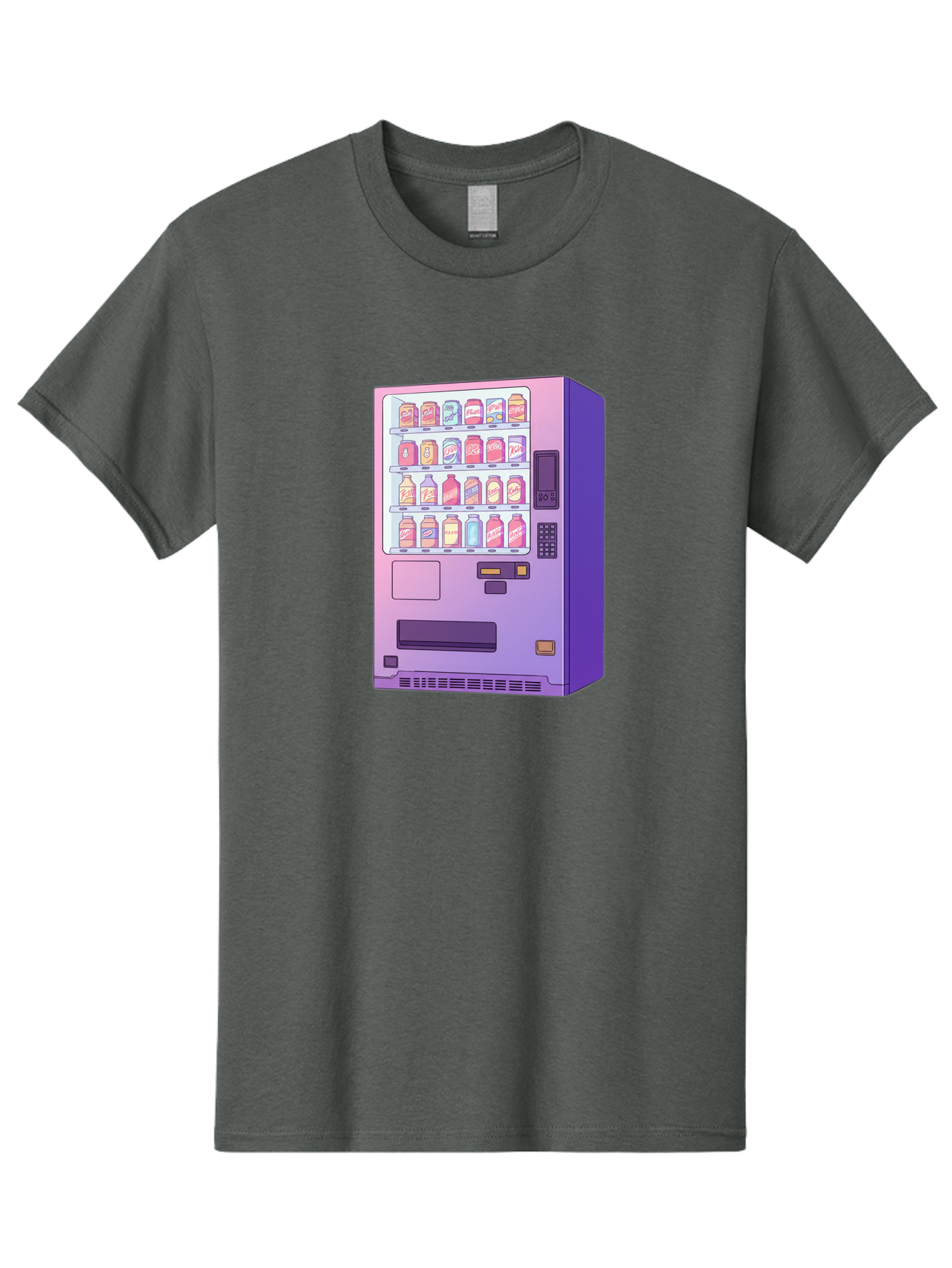 Vending-Machine Men'S Graphic Tee, 100% Cotton, Comfortable Casual Summer Wear, Machine Washable, Vending Machine, Soda Drinks, Colorful Cans, Vending Machine Interface, Automated Retail, Convenience Technology, Soft Drink Dispenser, Bac546