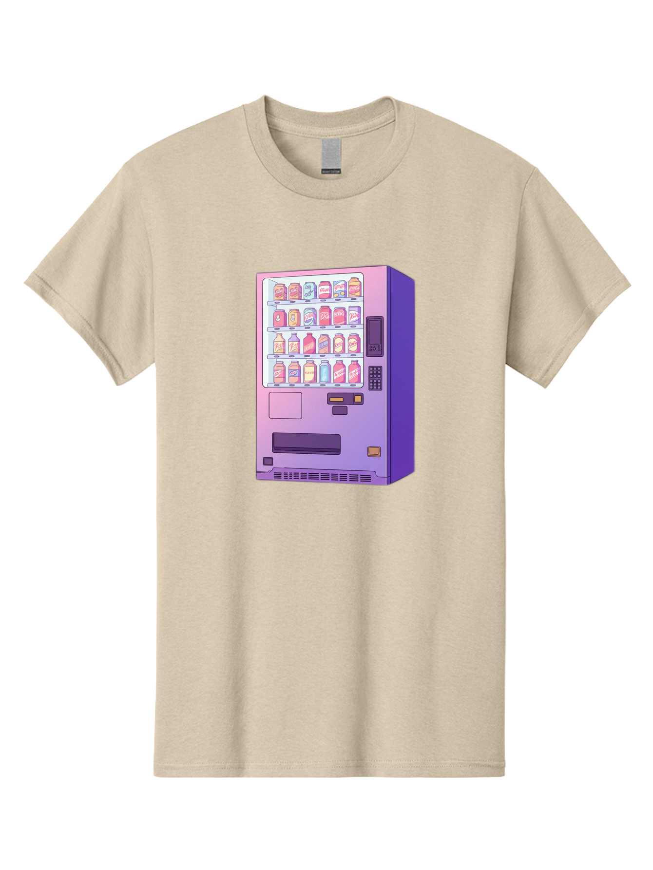 Vending-Machine Men'S Graphic Tee, 100% Cotton, Comfortable Casual Summer Wear, Machine Washable, Vending Machine, Soda Drinks, Colorful Cans, Vending Machine Interface, Automated Retail, Convenience Technology, Soft Drink Dispenser, Bac546