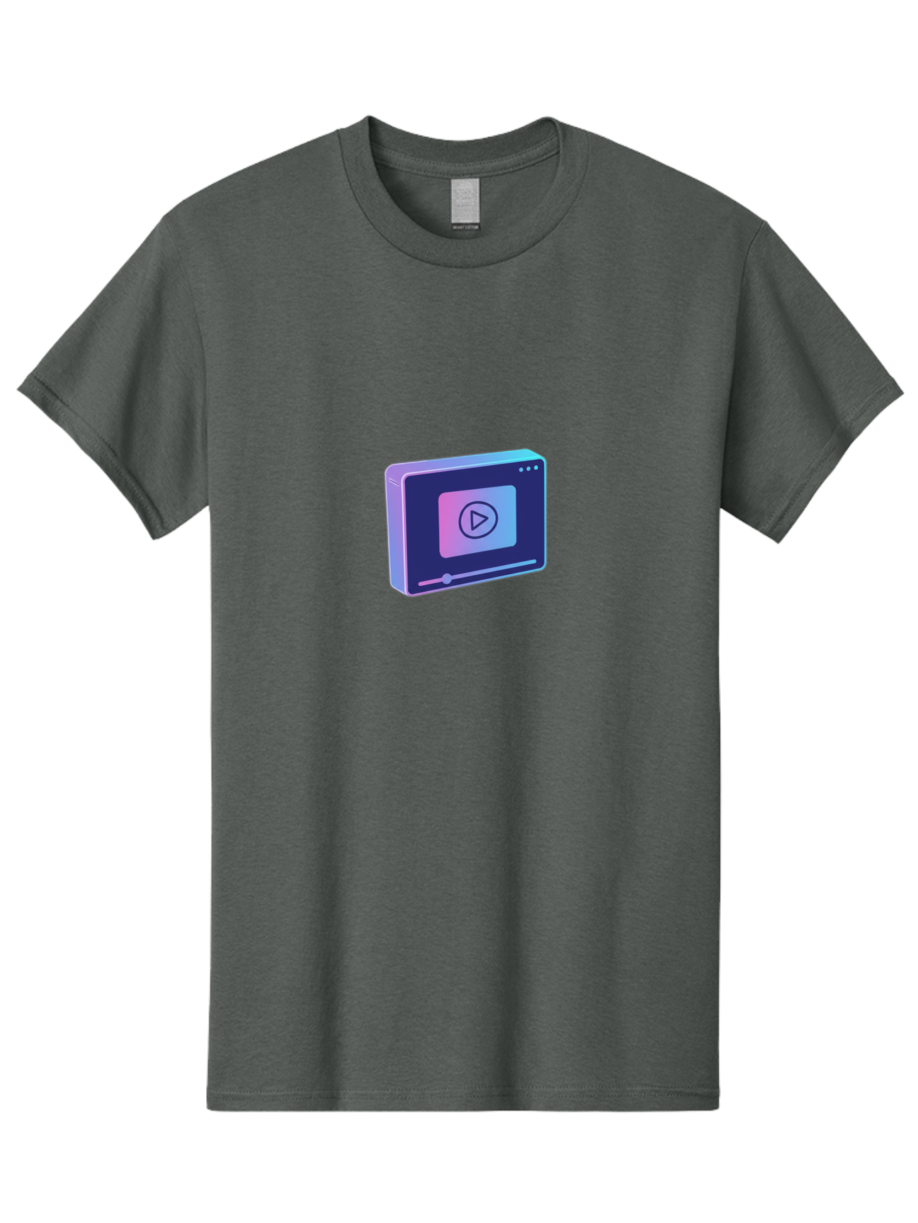 Video-Player Men'S Graphic Tee, 100% Cotton, Comfortable Casual Summer Wear, Machine Washable, Video Player Icon, Play Button, Media Player, Digital Video, Online Streaming, Playback Controls Bac548