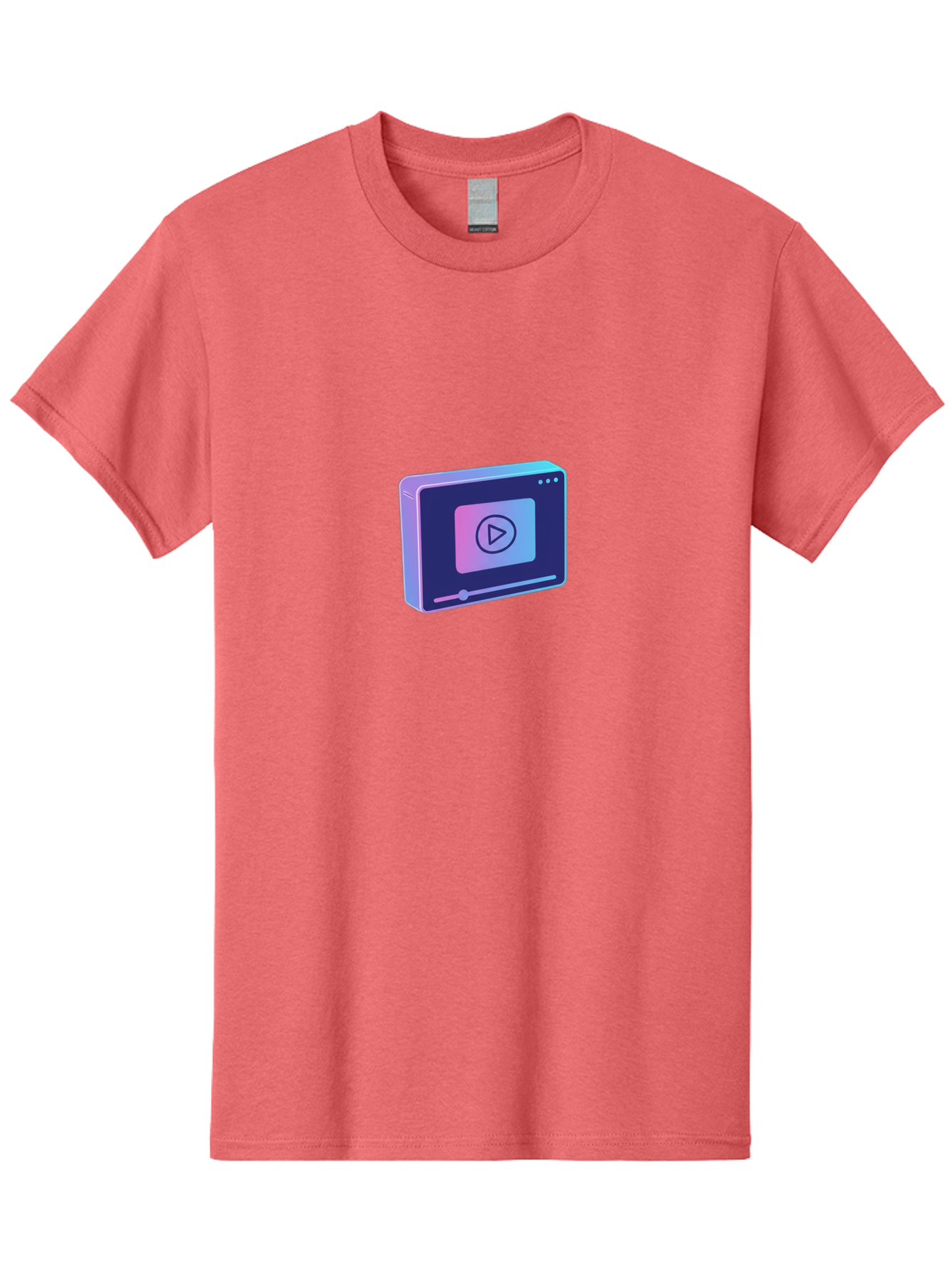 Video-Player Men'S Graphic Tee, 100% Cotton, Comfortable Casual Summer Wear, Machine Washable, Video Player Icon, Play Button, Media Player, Digital Video, Online Streaming, Playback Controls Bac548