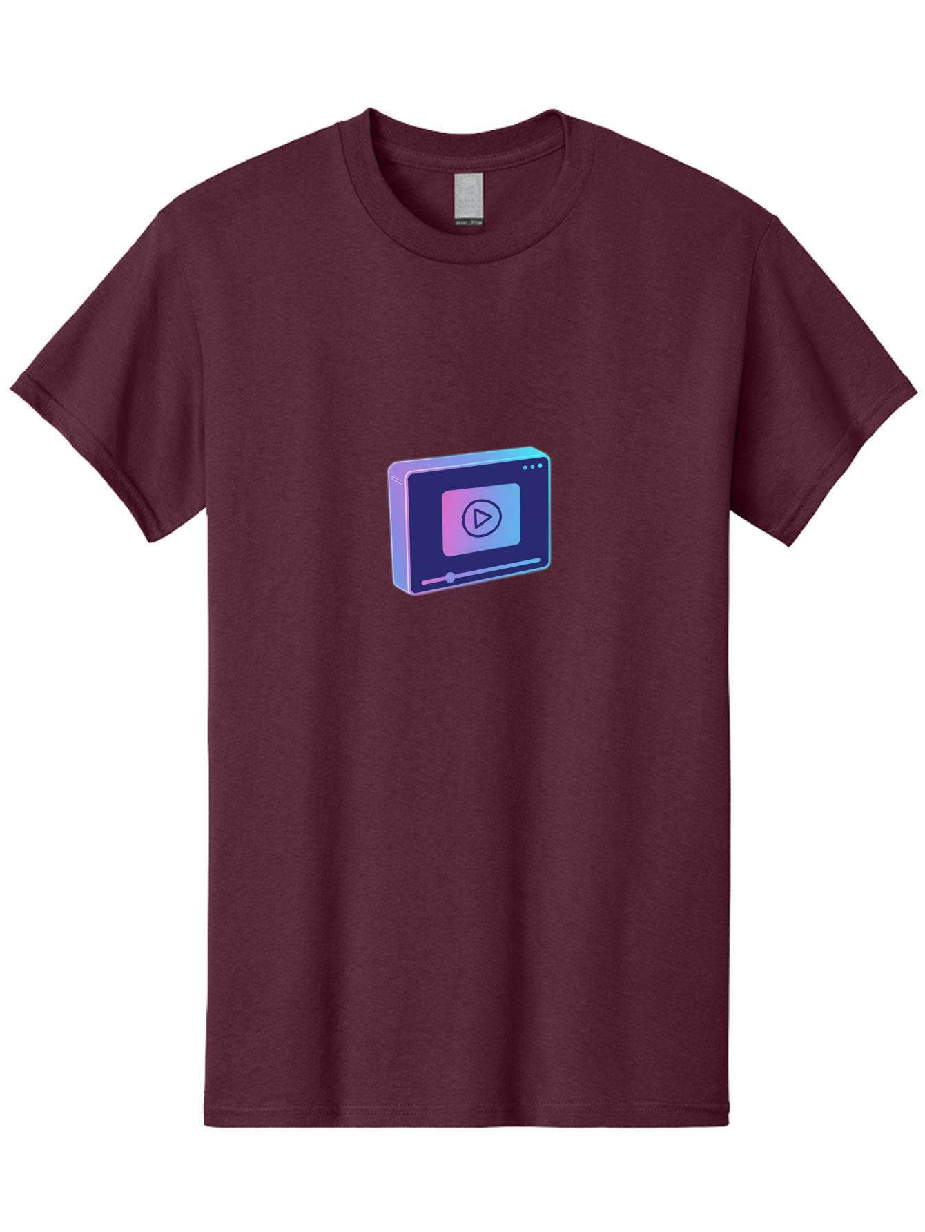 Video-Player Men'S Graphic Tee, 100% Cotton, Comfortable Casual Summer Wear, Machine Washable, Video Player Icon, Play Button, Media Player, Digital Video, Online Streaming, Playback Controls Bac548