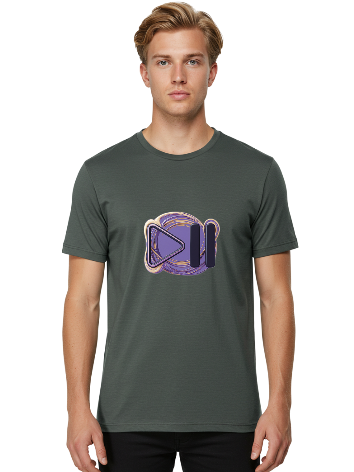Virtual-Reality-Headset Men'S Graphic Tee, 100% Cotton, Comfortable Casual Summer Wear, Machine Washable, Virtual Reality Headset, Vr Technology, Purple Design, Metallic Accents, Futuristic Style, Gaming Accessory, Immersive Experience, Bac552
