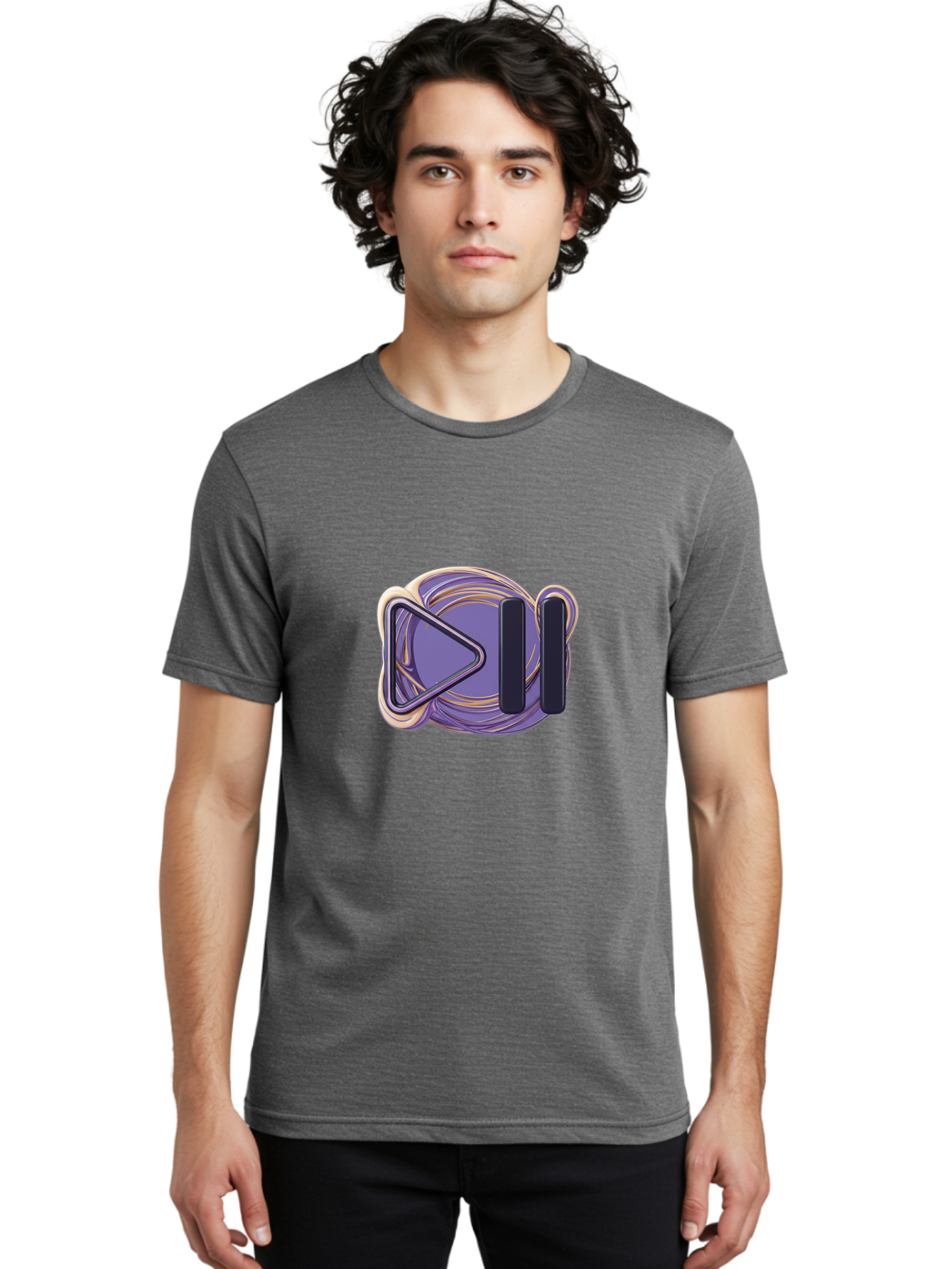 Virtual-Reality-Headset Men'S Graphic Tee, 100% Cotton, Comfortable Casual Summer Wear, Machine Washable, Virtual Reality Headset, Vr Technology, Purple Design, Metallic Accents, Futuristic Style, Gaming Accessory, Immersive Experience, Bac552