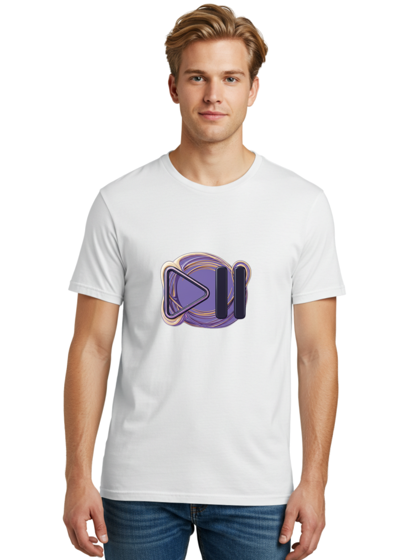 Virtual-Reality-Headset Men'S Graphic Tee, 100% Cotton, Comfortable Casual Summer Wear, Machine Washable, Virtual Reality Headset, Vr Technology, Purple Design, Metallic Accents, Futuristic Style, Gaming Accessory, Immersive Experience, Bac552