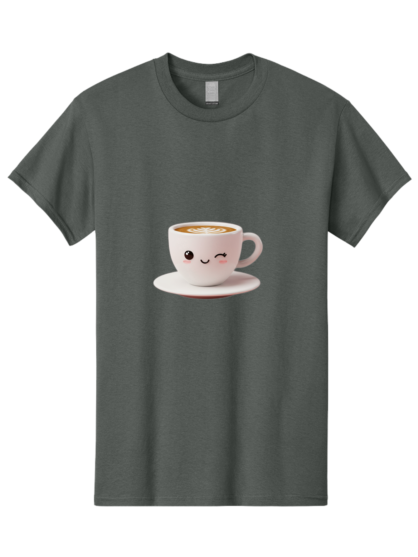 Winking-Coffee-Cup Men'S Graphic Tee, 100% Cotton, Comfortable Casual Summer Wear, Machine Washable, Cute Coffee Cup, Cartoon Character, Coffee Break, Latte Art, Winking Face, Adorable Design, Morning Pick-Me-Up, Coffee Lover, Cozy Vibes Bac553