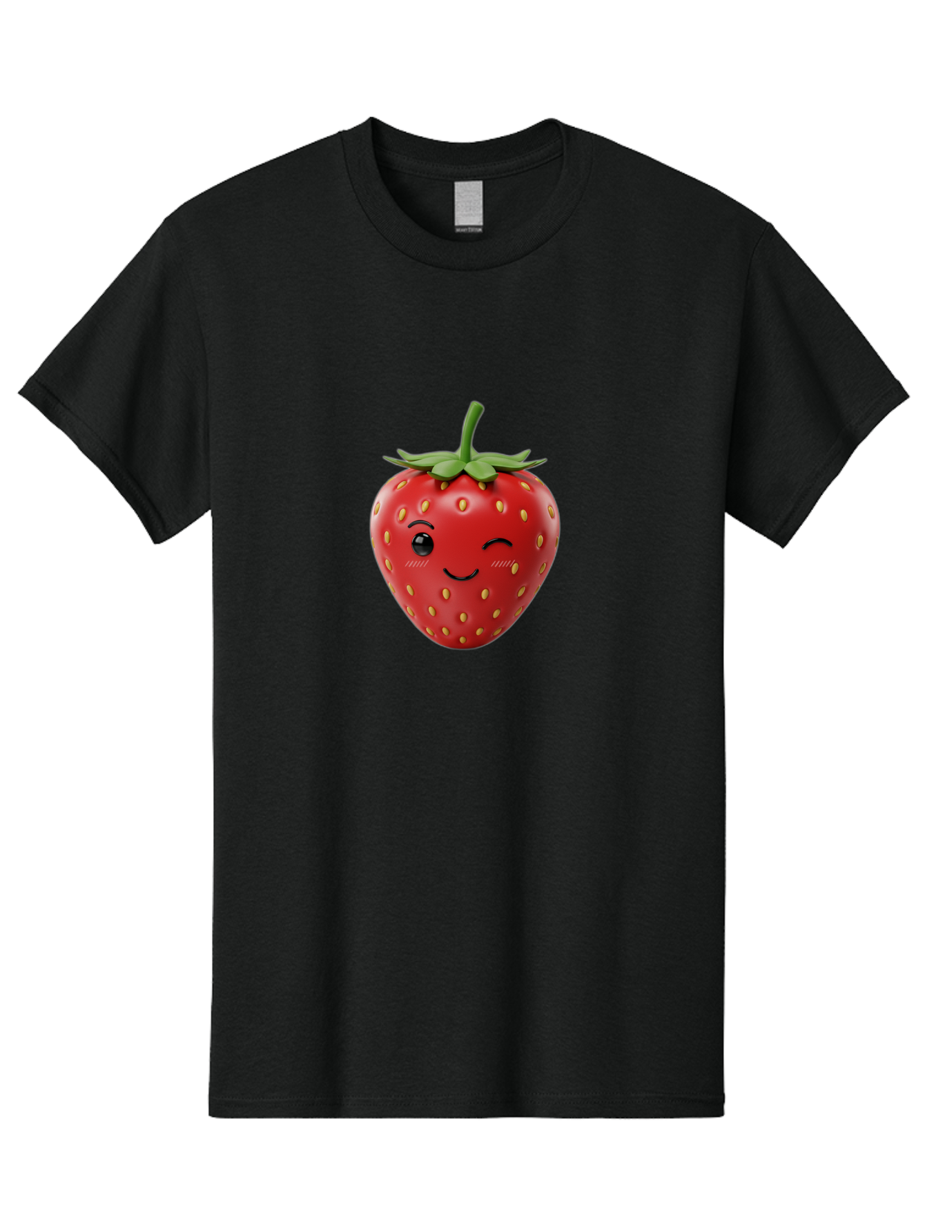 Winking-Strawberry-10 Men'S Graphic Tee, 100% Cotton, Comfortable Casual Summer Wear, Machine Washable, Red Strawberry, Cartoon Character, Winking Face, Smiling Strawberry, Cute Emoji, Fruit Illustration, Yellow Seeds, Strawberry Icon Bac555