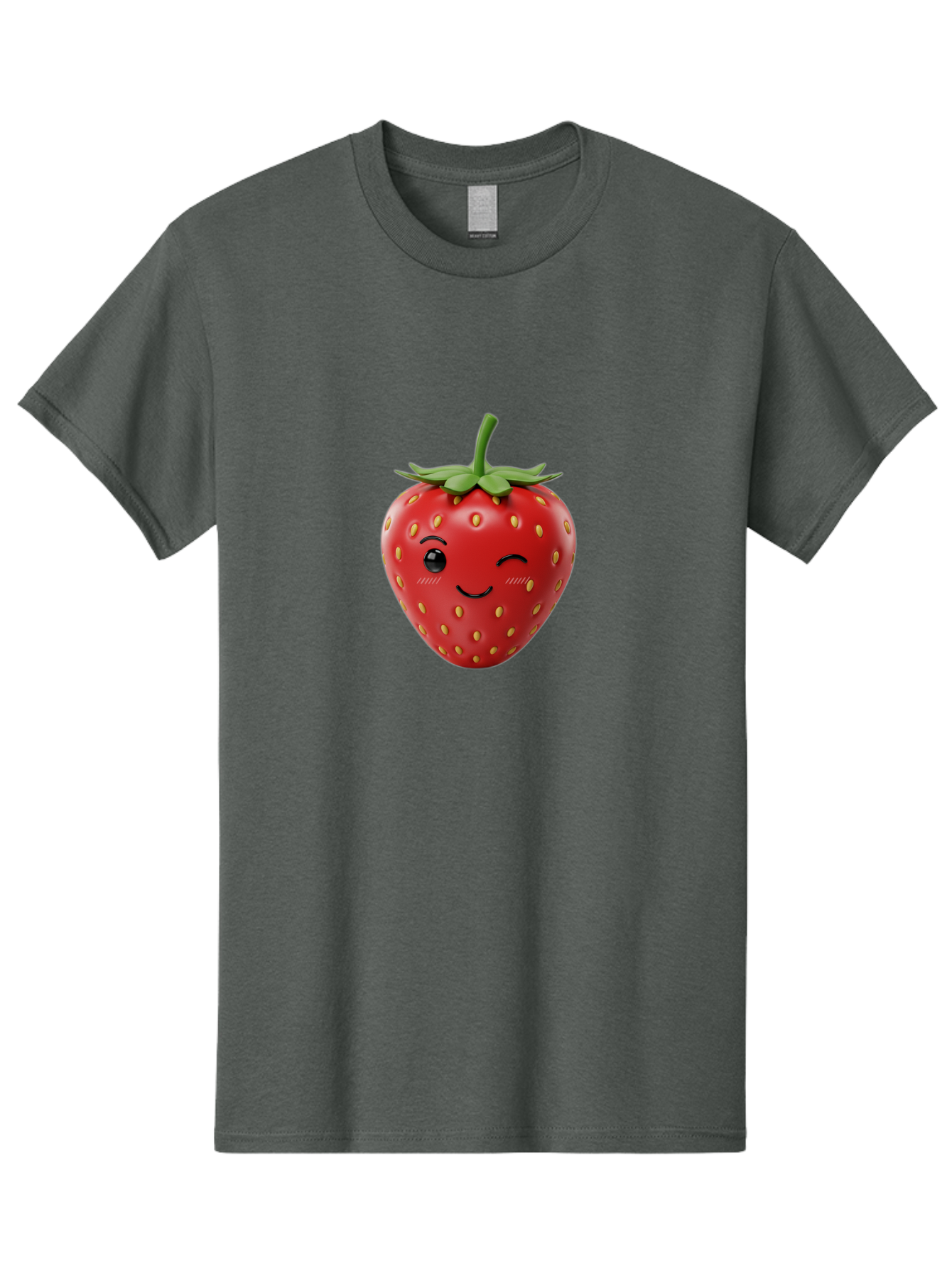 Winking-Strawberry-10 Men'S Graphic Tee, 100% Cotton, Comfortable Casual Summer Wear, Machine Washable, Red Strawberry, Cartoon Character, Winking Face, Smiling Strawberry, Cute Emoji, Fruit Illustration, Yellow Seeds, Strawberry Icon Bac555