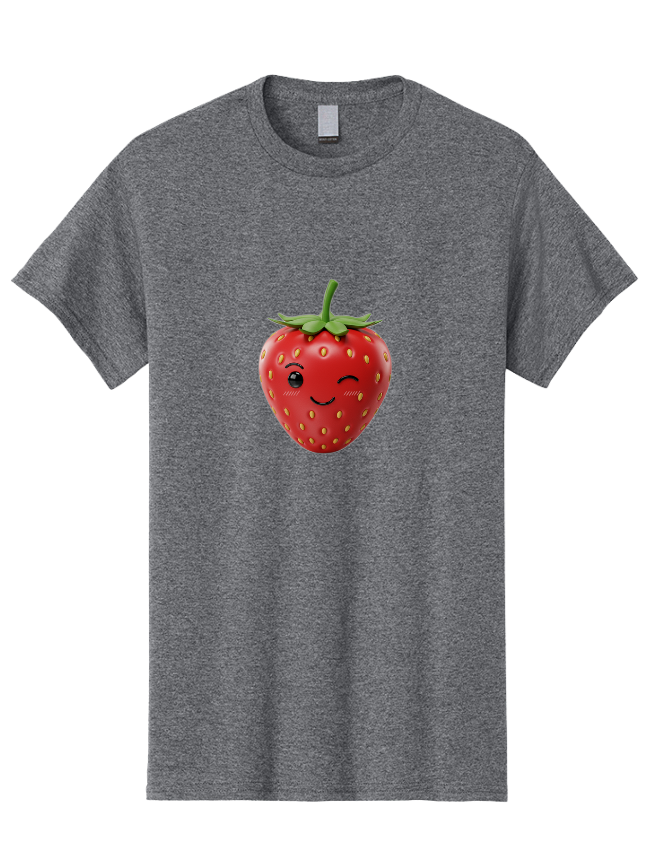 Winking-Strawberry-10 Men'S Graphic Tee, 100% Cotton, Comfortable Casual Summer Wear, Machine Washable, Red Strawberry, Cartoon Character, Winking Face, Smiling Strawberry, Cute Emoji, Fruit Illustration, Yellow Seeds, Strawberry Icon Bac555