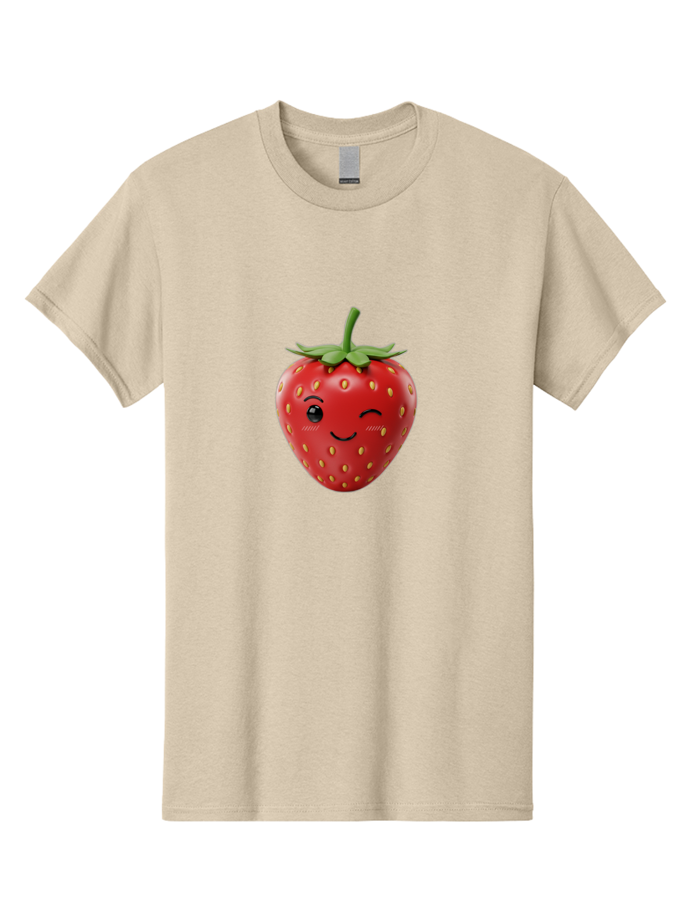 Winking-Strawberry-10 Men'S Graphic Tee, 100% Cotton, Comfortable Casual Summer Wear, Machine Washable, Red Strawberry, Cartoon Character, Winking Face, Smiling Strawberry, Cute Emoji, Fruit Illustration, Yellow Seeds, Strawberry Icon Bac555