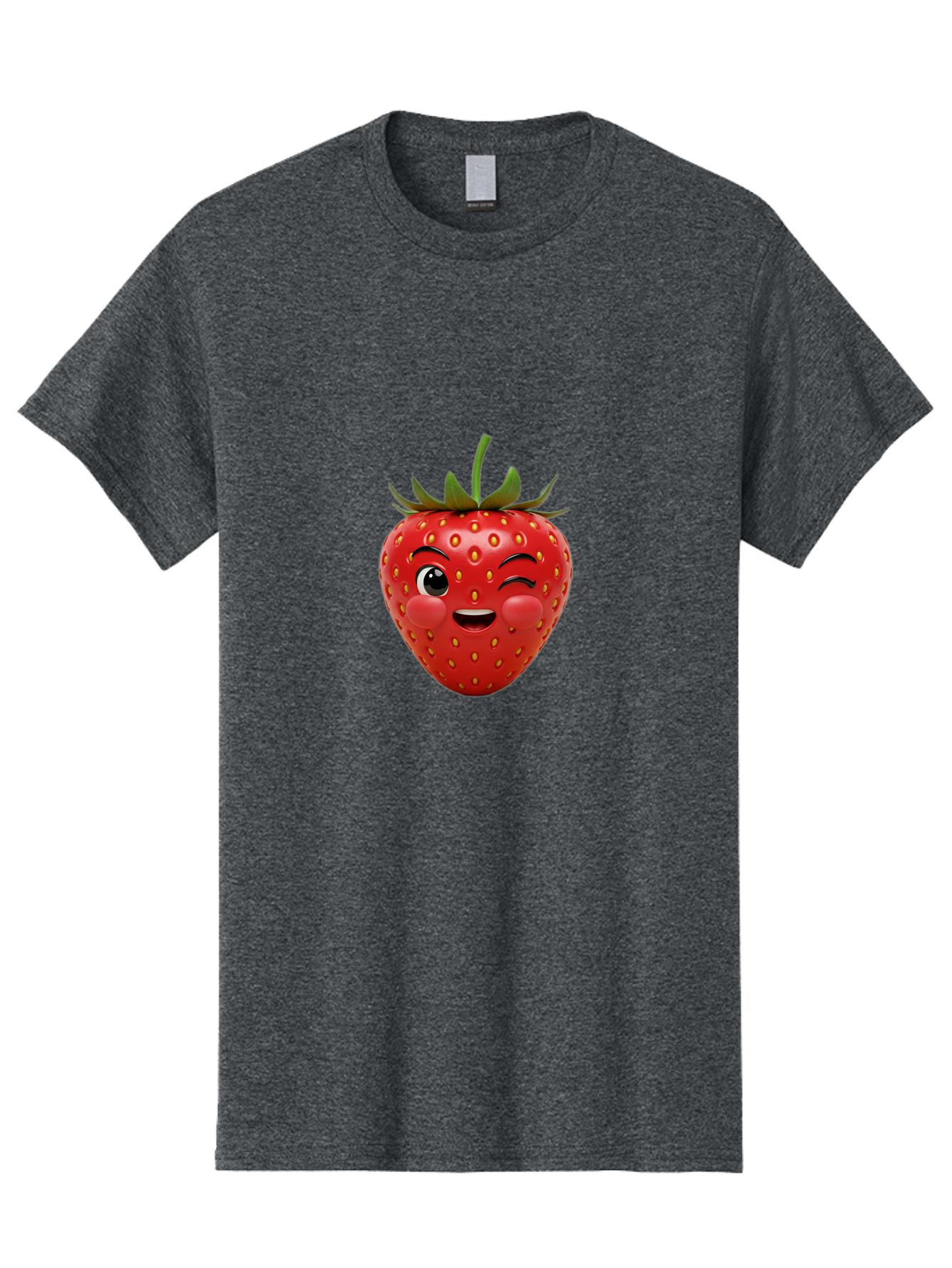 Winking-Strawberry-4 Men'S Graphic Tee, 100% Cotton, Comfortable Casual Summer Wear, Machine Washable, Cartoon Strawberry, Winking Face, Playful Fruit, Cute Emoji, Strawberry Character, Fun Illustration, Fresh Fruit, Sweet Treat, Bac561