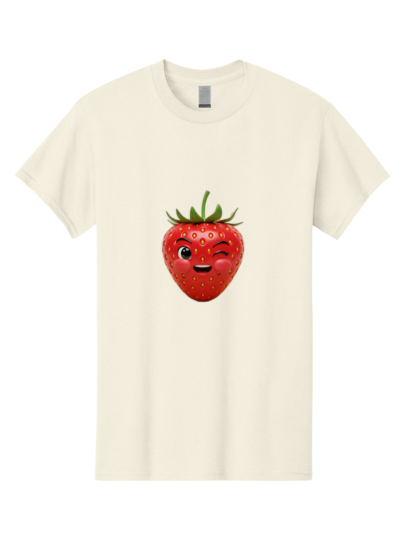 Winking-Strawberry-4 Men'S Graphic Tee, 100% Cotton, Comfortable Casual Summer Wear, Machine Washable, Cartoon Strawberry, Winking Face, Playful Fruit, Cute Emoji, Strawberry Character, Fun Illustration, Fresh Fruit, Sweet Treat, Bac561