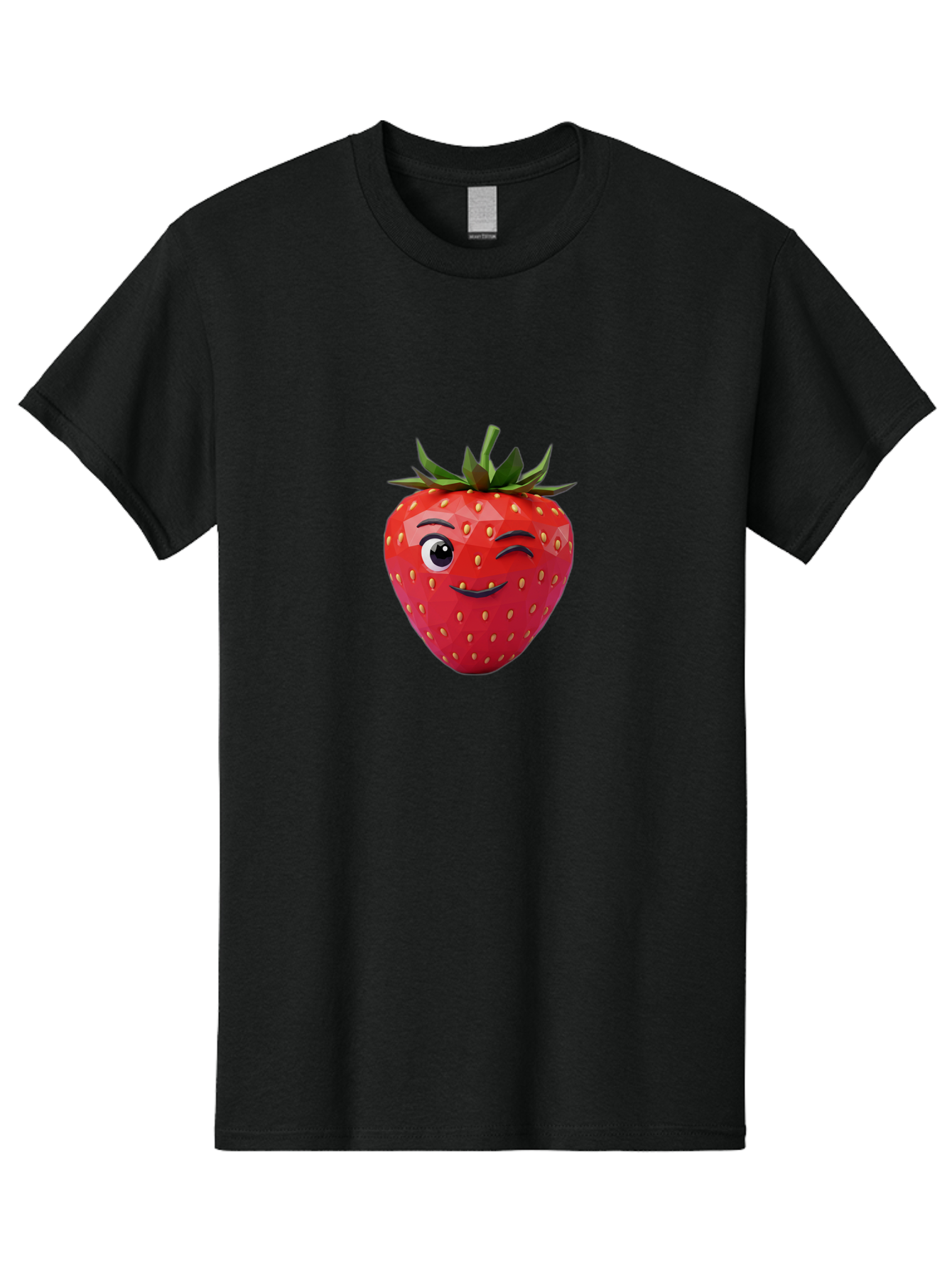 Winking-Strawberry-7 Men'S Graphic Tee, 100% Cotton, Comfortable Casual Summer Wear, Machine Washable, Winking Strawberry, Cute Strawberry, Cartoon Strawberry, Smiling Strawberry, Fruit Character, Adorable Fruit, Strawberry Face, Bac564