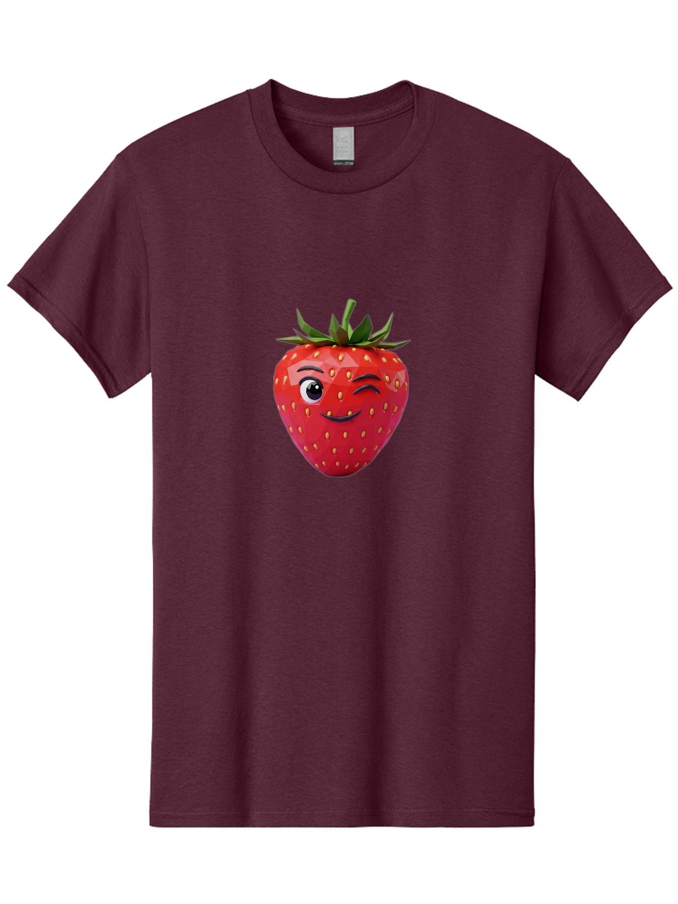 Winking-Strawberry-7 Men'S Graphic Tee, 100% Cotton, Comfortable Casual Summer Wear, Machine Washable, Winking Strawberry, Cute Strawberry, Cartoon Strawberry, Smiling Strawberry, Fruit Character, Adorable Fruit, Strawberry Face, Bac564