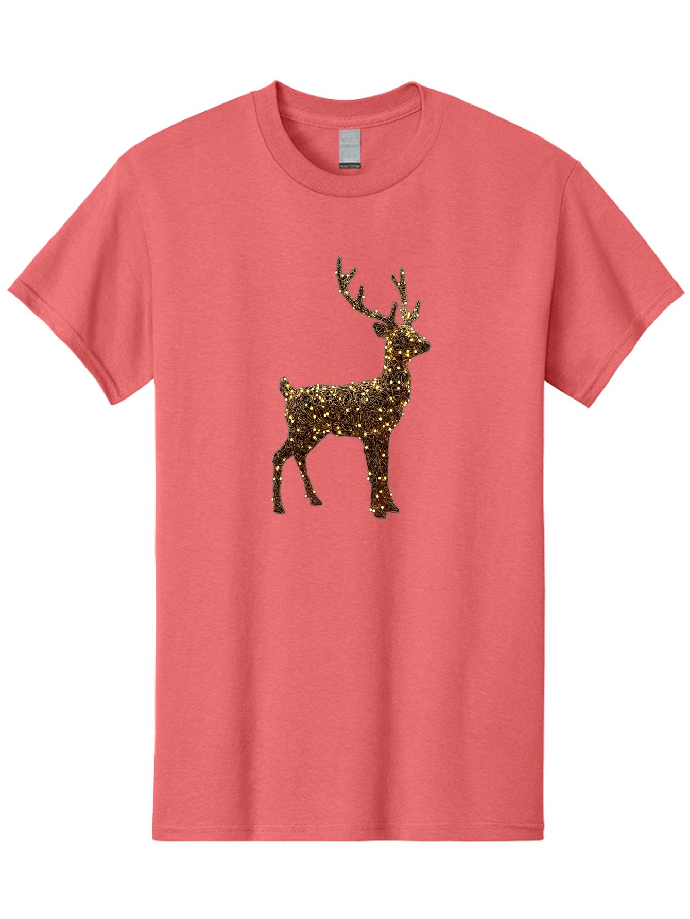 Wire-Reindeer Men'S Graphic Tee, 100% Cotton, Comfortable Casual Summer Wear, Machine Washable, Reindeer Decoration, Christmas Lights, Festive Decor, Holiday Display, Glowing Reindeer, Christmas Decoration, Outdoor Decor, Winter Wonderland Bac568