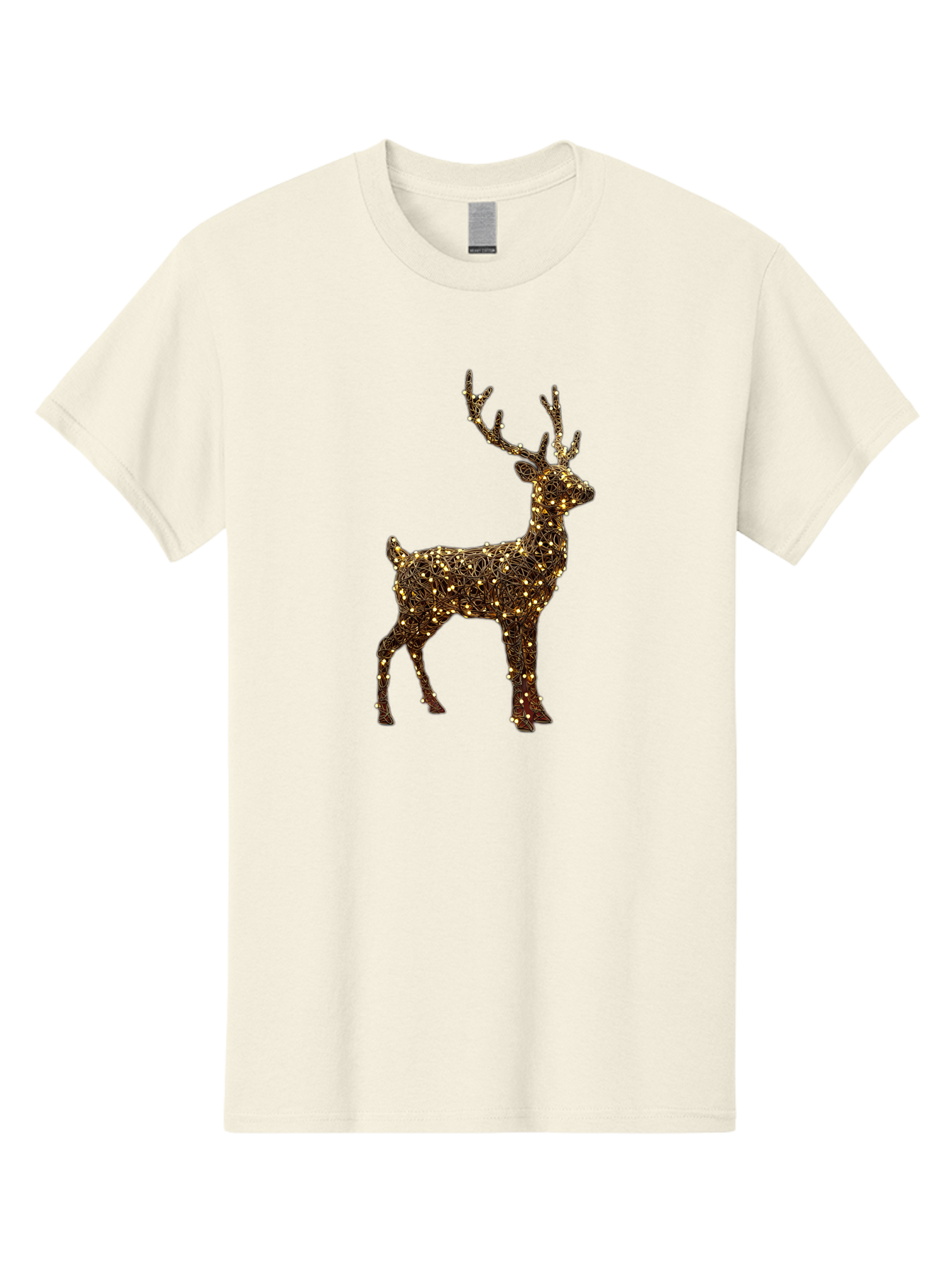 Wire-Reindeer Men'S Graphic Tee, 100% Cotton, Comfortable Casual Summer Wear, Machine Washable, Reindeer Decoration, Christmas Lights, Festive Decor, Holiday Display, Glowing Reindeer, Christmas Decoration, Outdoor Decor, Winter Wonderland Bac568