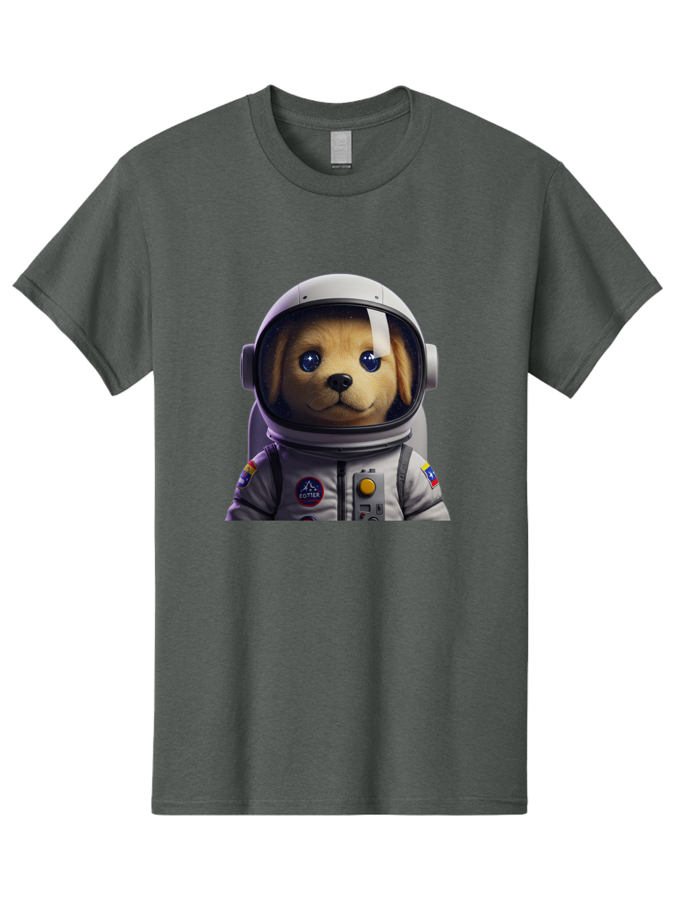 Zotter-Pup-In-Spacesuit Men'S Graphic Tee, 100% Cotton, Comfortable Casual Summer Wear, Machine Washable, Puppy In Space Suit, Dog In Astronaut Helmet, Cotter Logo, Space Exploration, Cute Canine, Futuristic Adventure, Sci-Fi Theme, Bac571