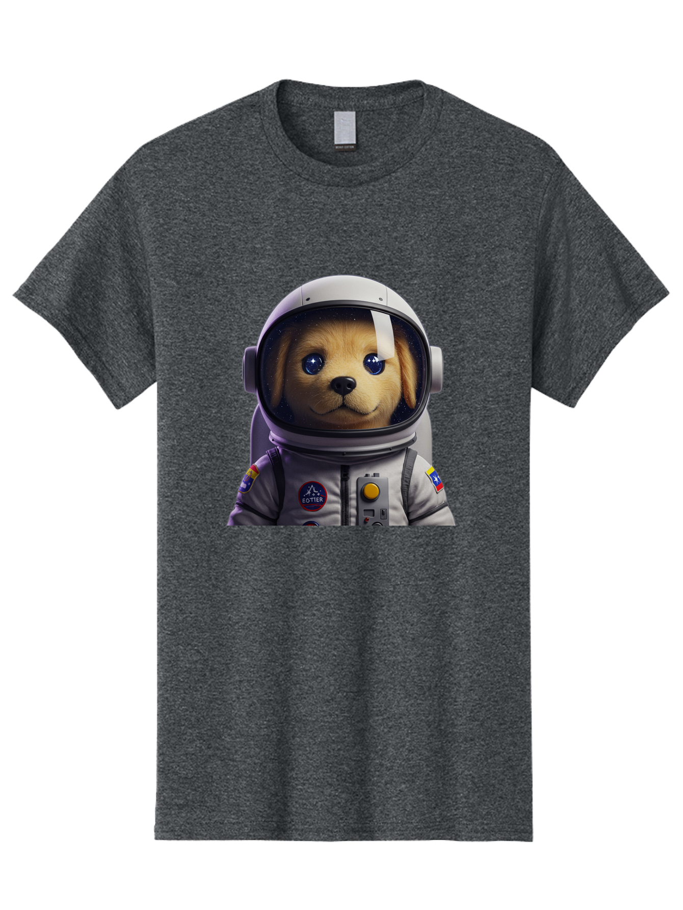 Zotter-Pup-In-Spacesuit Men'S Graphic Tee, 100% Cotton, Comfortable Casual Summer Wear, Machine Washable, Puppy In Space Suit, Dog In Astronaut Helmet, Cotter Logo, Space Exploration, Cute Canine, Futuristic Adventure, Sci-Fi Theme, Bac571