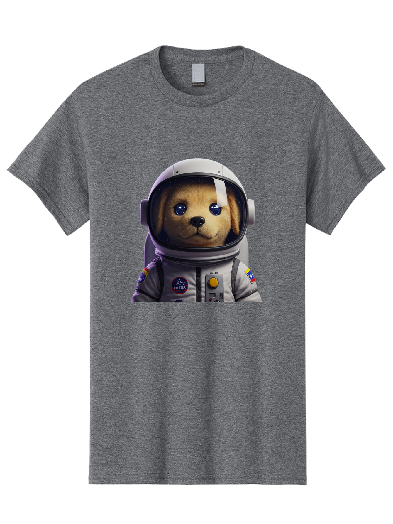 Zotter-Pup-In-Spacesuit Men'S Graphic Tee, 100% Cotton, Comfortable Casual Summer Wear, Machine Washable, Puppy In Space Suit, Dog In Astronaut Helmet, Cotter Logo, Space Exploration, Cute Canine, Futuristic Adventure, Sci-Fi Theme, Bac571