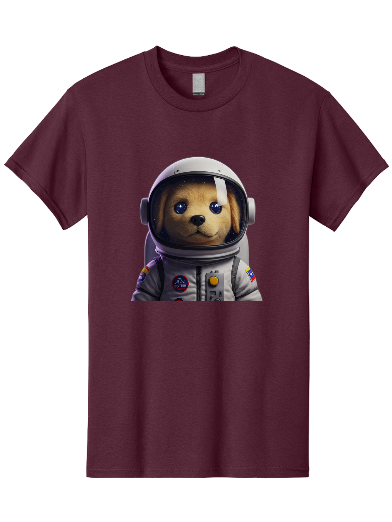 Zotter-Pup-In-Spacesuit Men'S Graphic Tee, 100% Cotton, Comfortable Casual Summer Wear, Machine Washable, Puppy In Space Suit, Dog In Astronaut Helmet, Cotter Logo, Space Exploration, Cute Canine, Futuristic Adventure, Sci-Fi Theme, Bac571