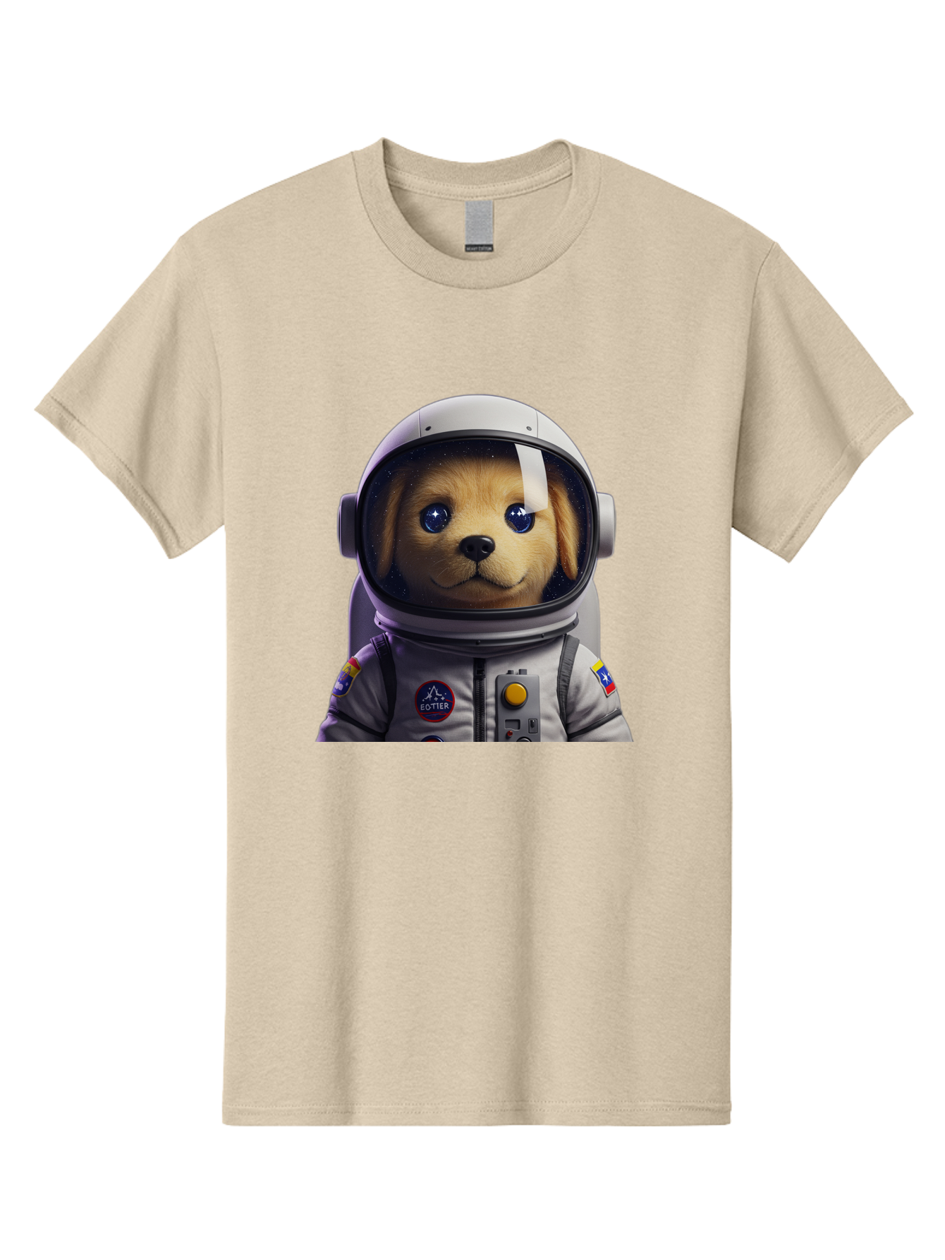 Zotter-Pup-In-Spacesuit Men'S Graphic Tee, 100% Cotton, Comfortable Casual Summer Wear, Machine Washable, Puppy In Space Suit, Dog In Astronaut Helmet, Cotter Logo, Space Exploration, Cute Canine, Futuristic Adventure, Sci-Fi Theme, Bac571