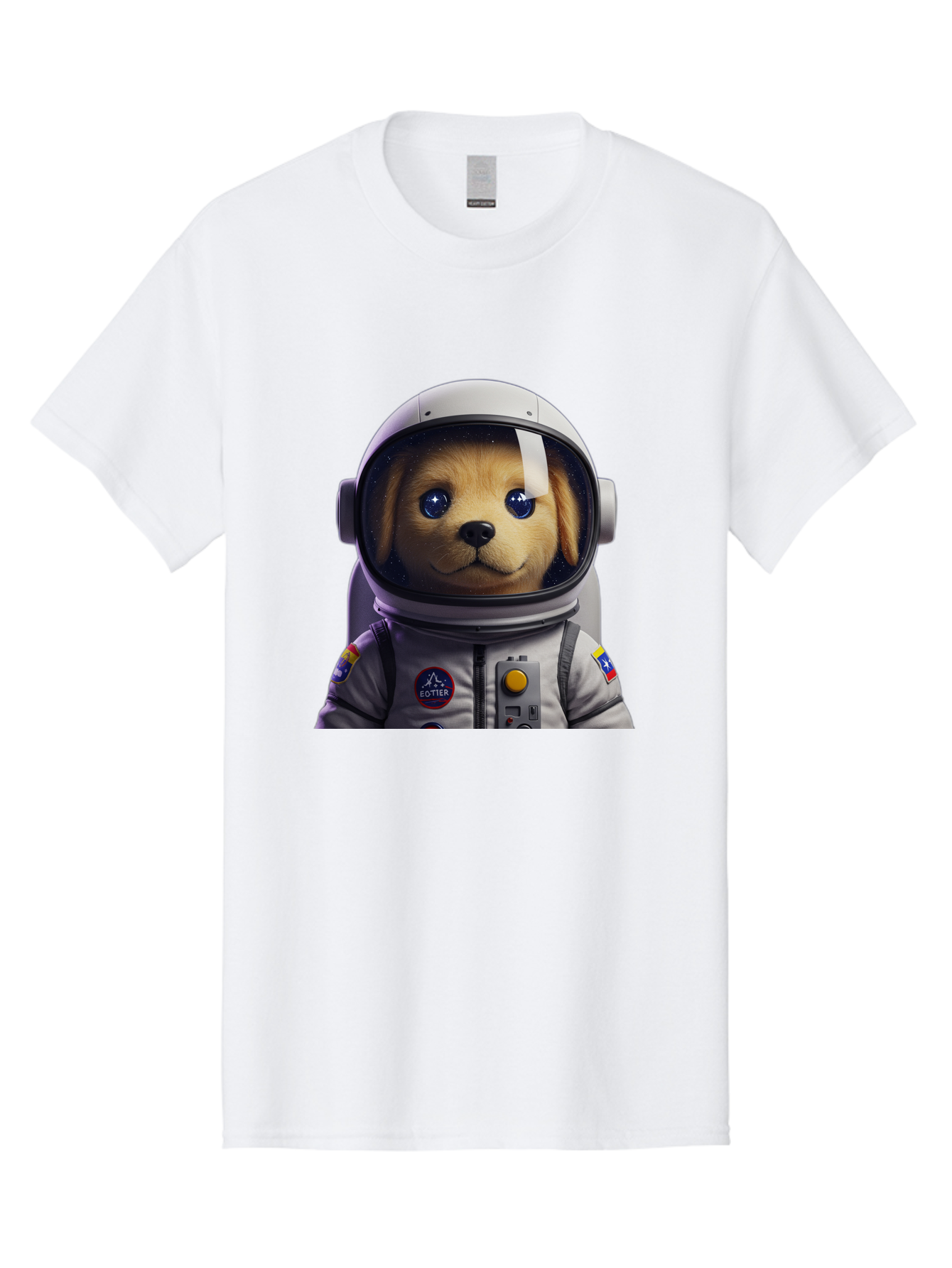 Zotter-Pup-In-Spacesuit Men'S Graphic Tee, 100% Cotton, Comfortable Casual Summer Wear, Machine Washable, Puppy In Space Suit, Dog In Astronaut Helmet, Cotter Logo, Space Exploration, Cute Canine, Futuristic Adventure, Sci-Fi Theme, Bac571