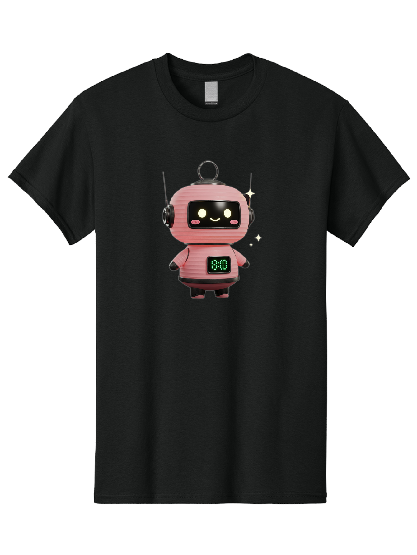 13-00-Robot Men'S Graphic Tee, 100% Cotton, Comfortable Casual Summer Wear, Machine Washable, Cartoon Robot With Clock, Digital Time Display, 13:00, Futuristic Design, Robot Character, Alarm Clock, Kawaii Style, Robot Technology, Bac572