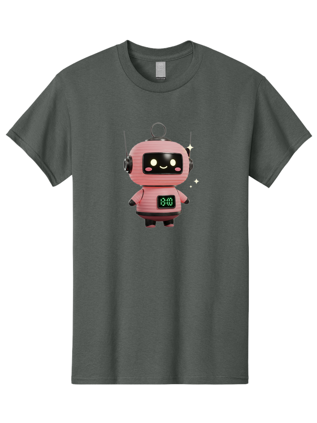 13-00-Robot Men'S Graphic Tee, 100% Cotton, Comfortable Casual Summer Wear, Machine Washable, Cartoon Robot With Clock, Digital Time Display, 13:00, Futuristic Design, Robot Character, Alarm Clock, Kawaii Style, Robot Technology, Bac572