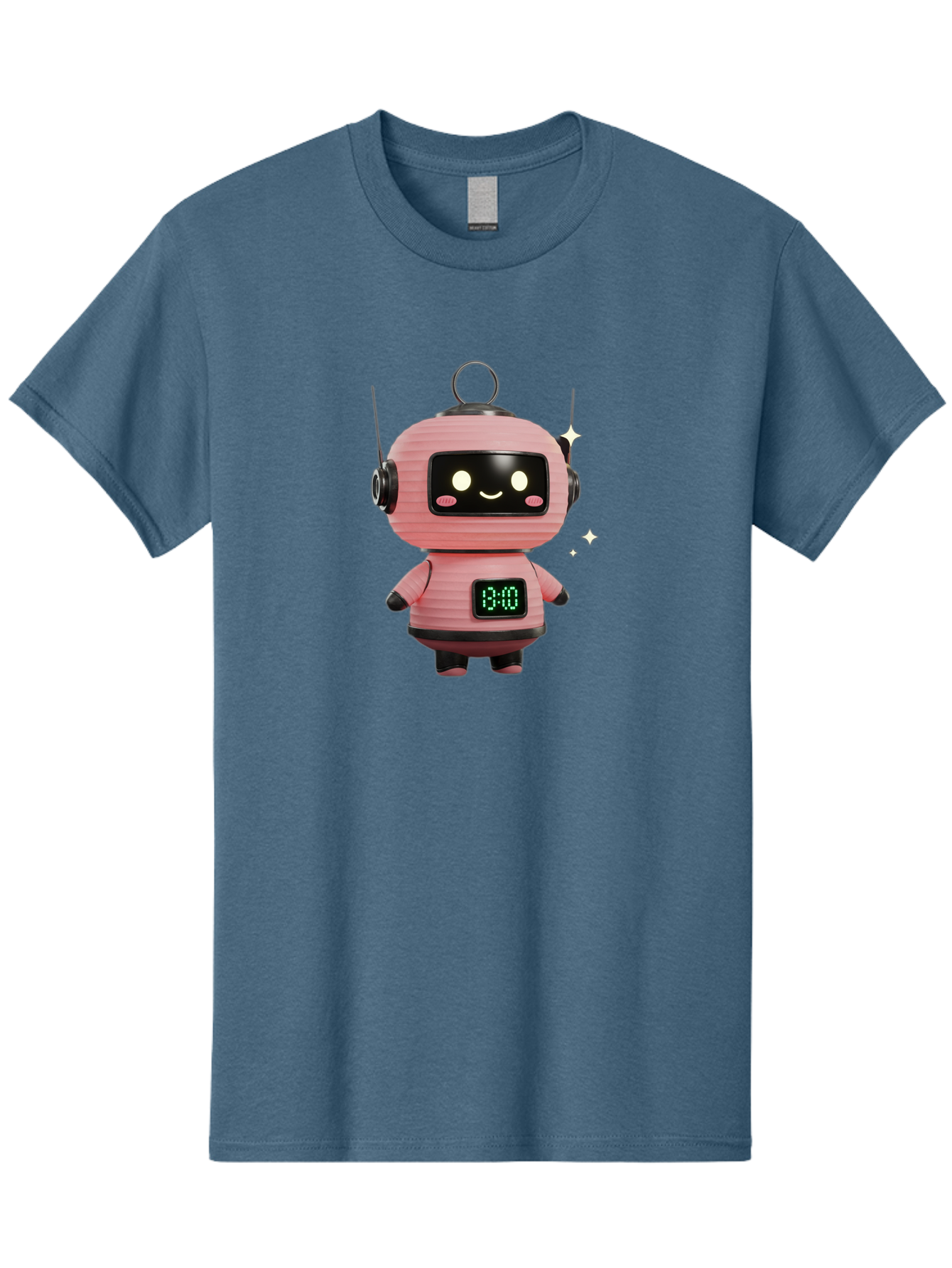13-00-Robot Men'S Graphic Tee, 100% Cotton, Comfortable Casual Summer Wear, Machine Washable, Cartoon Robot With Clock, Digital Time Display, 13:00, Futuristic Design, Robot Character, Alarm Clock, Kawaii Style, Robot Technology, Bac572