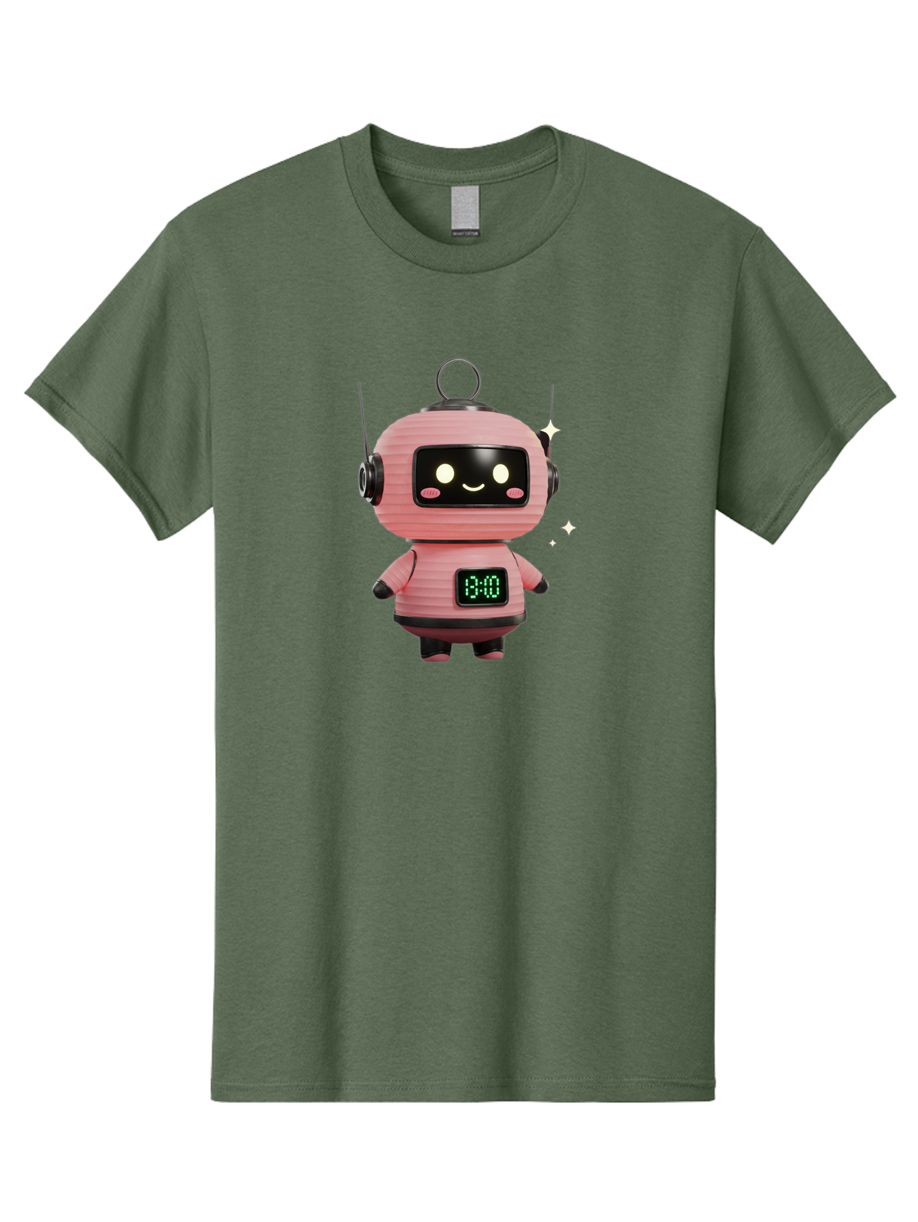 13-00-Robot Men'S Graphic Tee, 100% Cotton, Comfortable Casual Summer Wear, Machine Washable, Cartoon Robot With Clock, Digital Time Display, 13:00, Futuristic Design, Robot Character, Alarm Clock, Kawaii Style, Robot Technology, Bac572