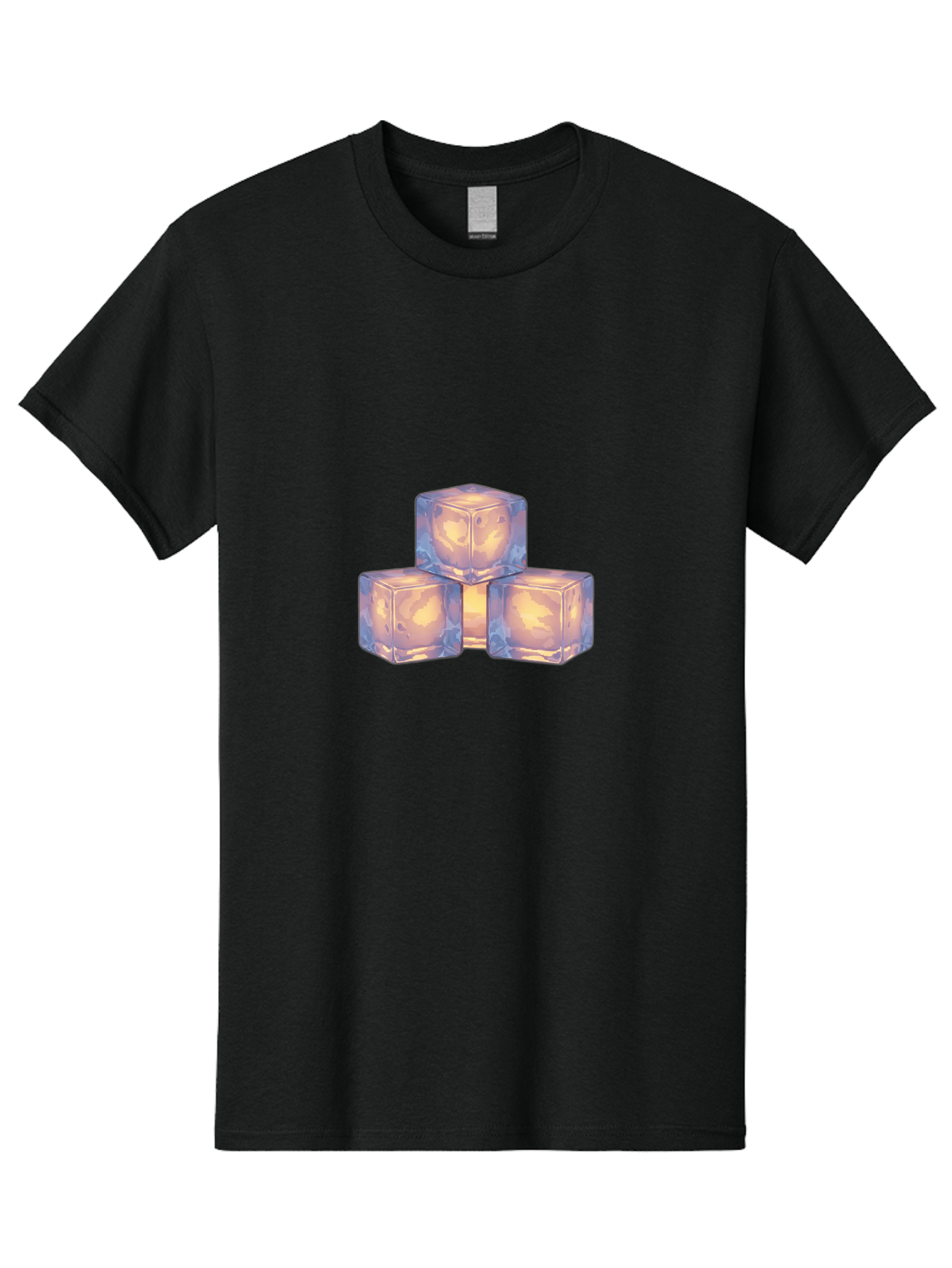 3-Ice-Cubes Men'S Graphic Tee, 100% Cotton, Comfortable Casual Summer Wear, Machine Washable, Ice Cubes, Crystal Clear Ice, Refreshing Drink, Cold Beverage, Melting Ice, Cube Shape, Transparent Ice, Frozen Water, Glassy Texture, Icy Appearance Bac573