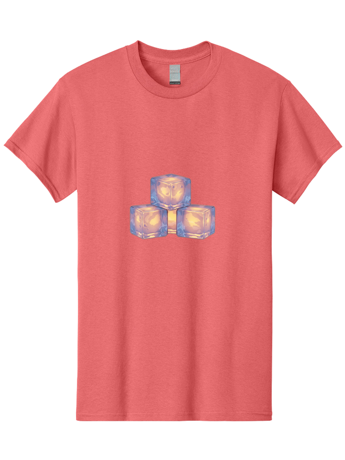 3-Ice-Cubes Men'S Graphic Tee, 100% Cotton, Comfortable Casual Summer Wear, Machine Washable, Ice Cubes, Crystal Clear Ice, Refreshing Drink, Cold Beverage, Melting Ice, Cube Shape, Transparent Ice, Frozen Water, Glassy Texture, Icy Appearance Bac573